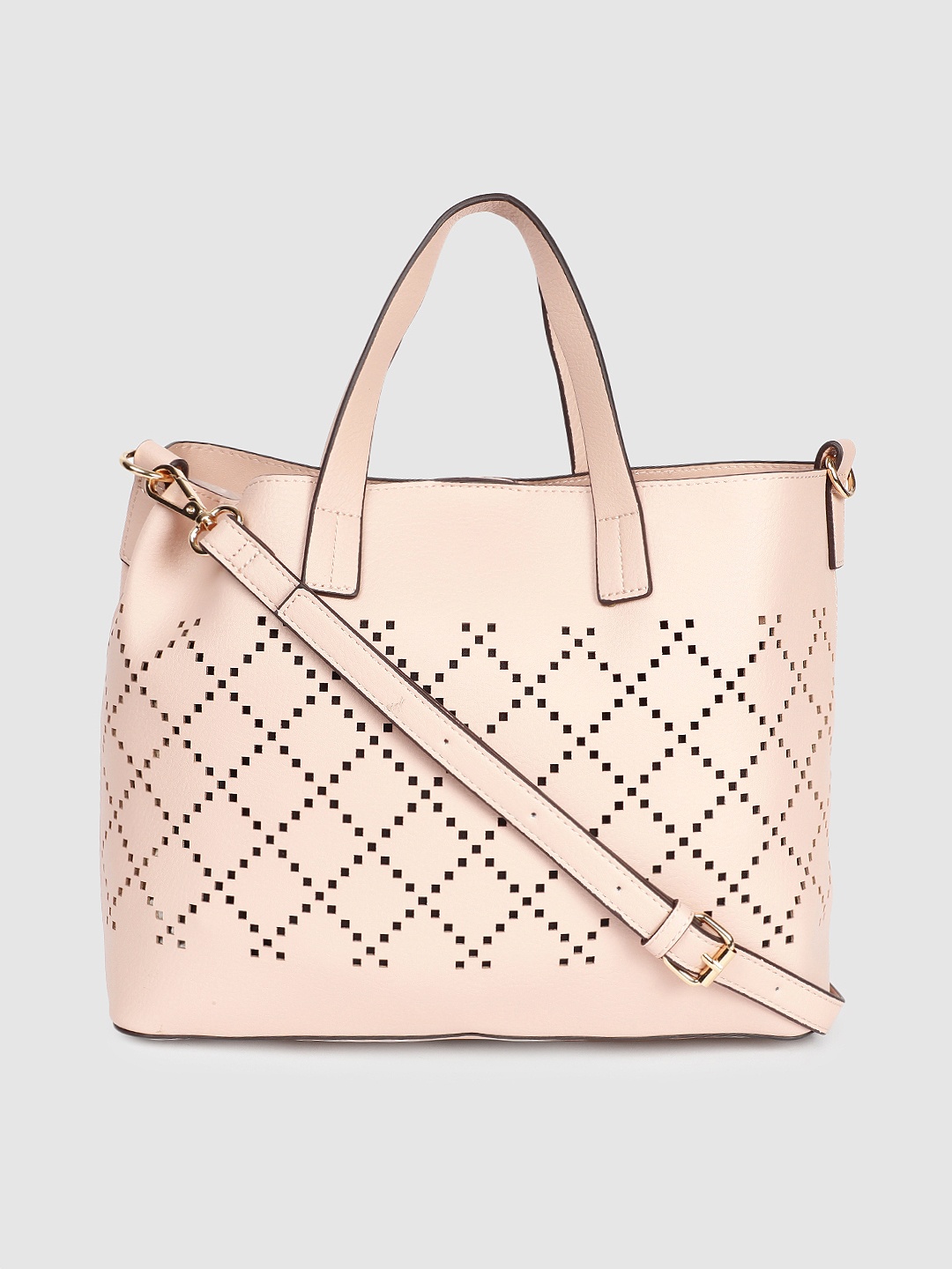 

Accessorize London Women Faux Leather Cut Out Handheld Sling Bag, Nude