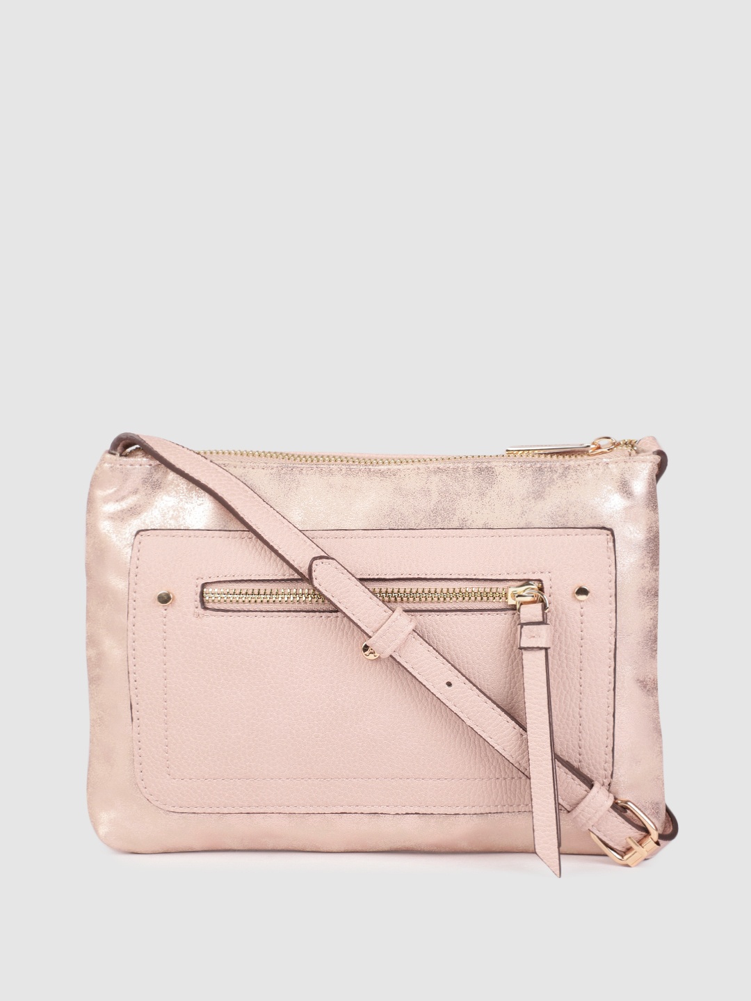 

Accessorize London Women Faux Leather Pink Ella Messenger Sling bag, Rose gold