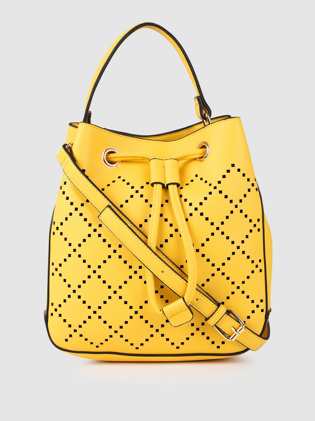 

Accessorize Yellow Textured Hobo Bag