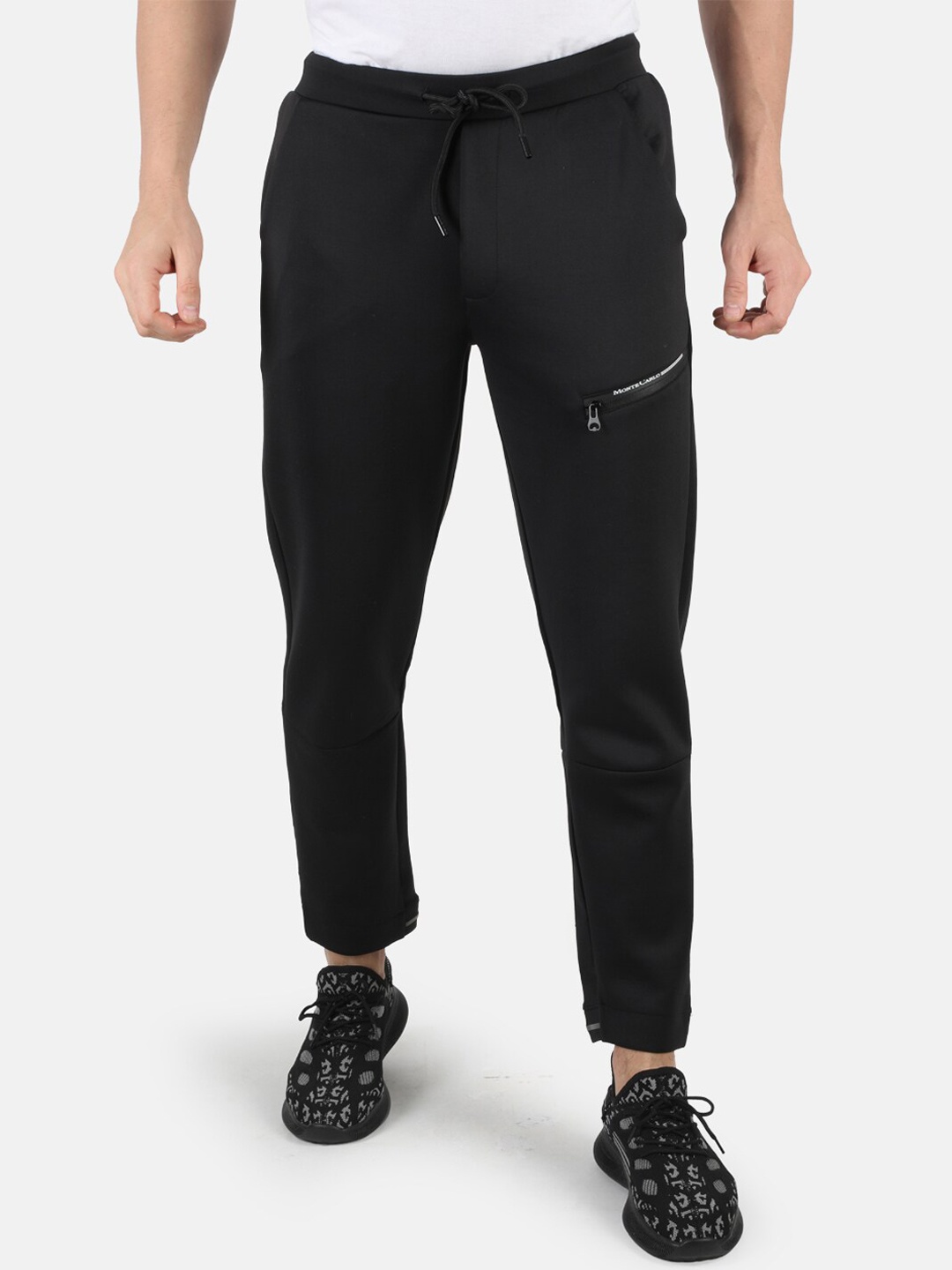 

Monte Carlo Men Black Solid Cotton Regular-Fit Track Pants