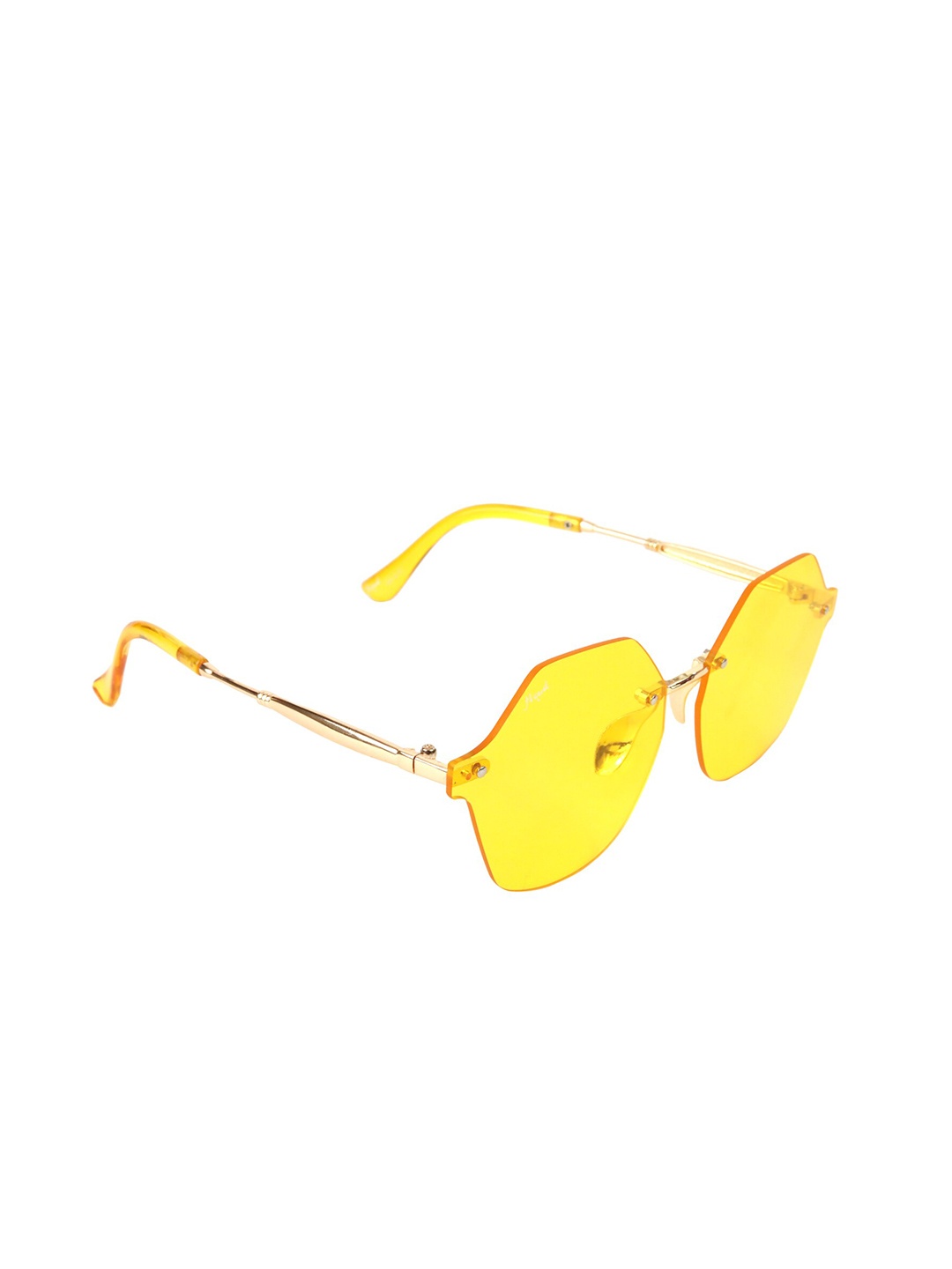 

Floyd Unisex Yellow Lens & Gold-Toned Browline Sunglasses with UV Protected Lens