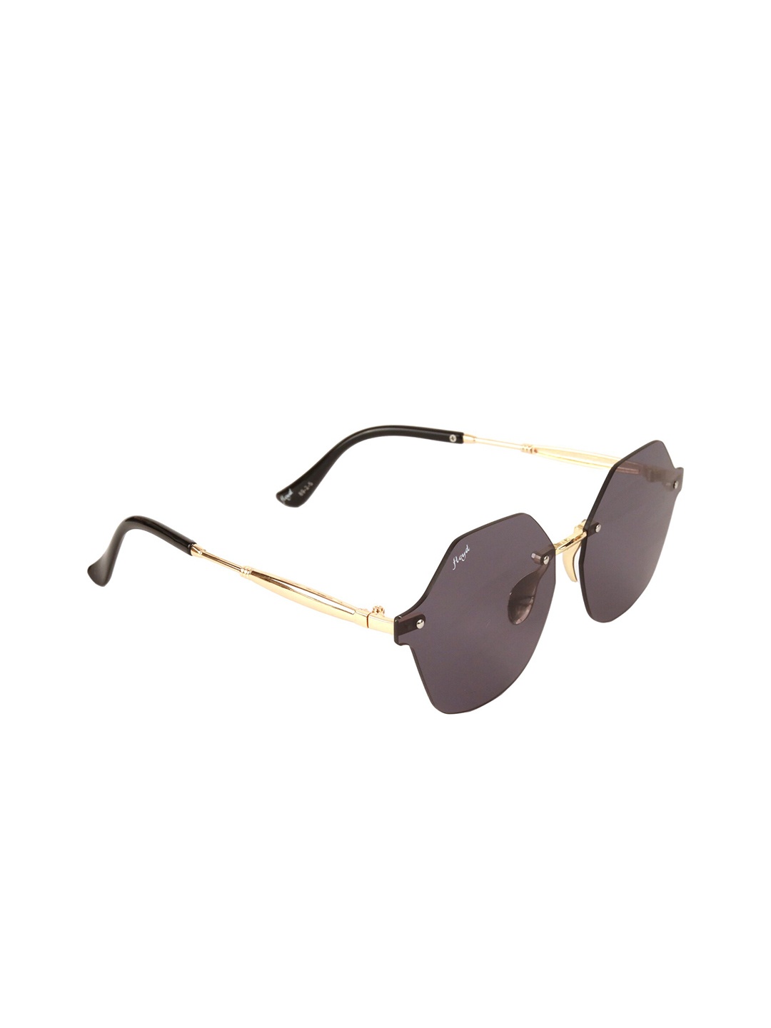 

Floyd Unisex Black & Gold-Toned Browline Sunglasses with UV Protected Lens - 8925_Gol_Blk