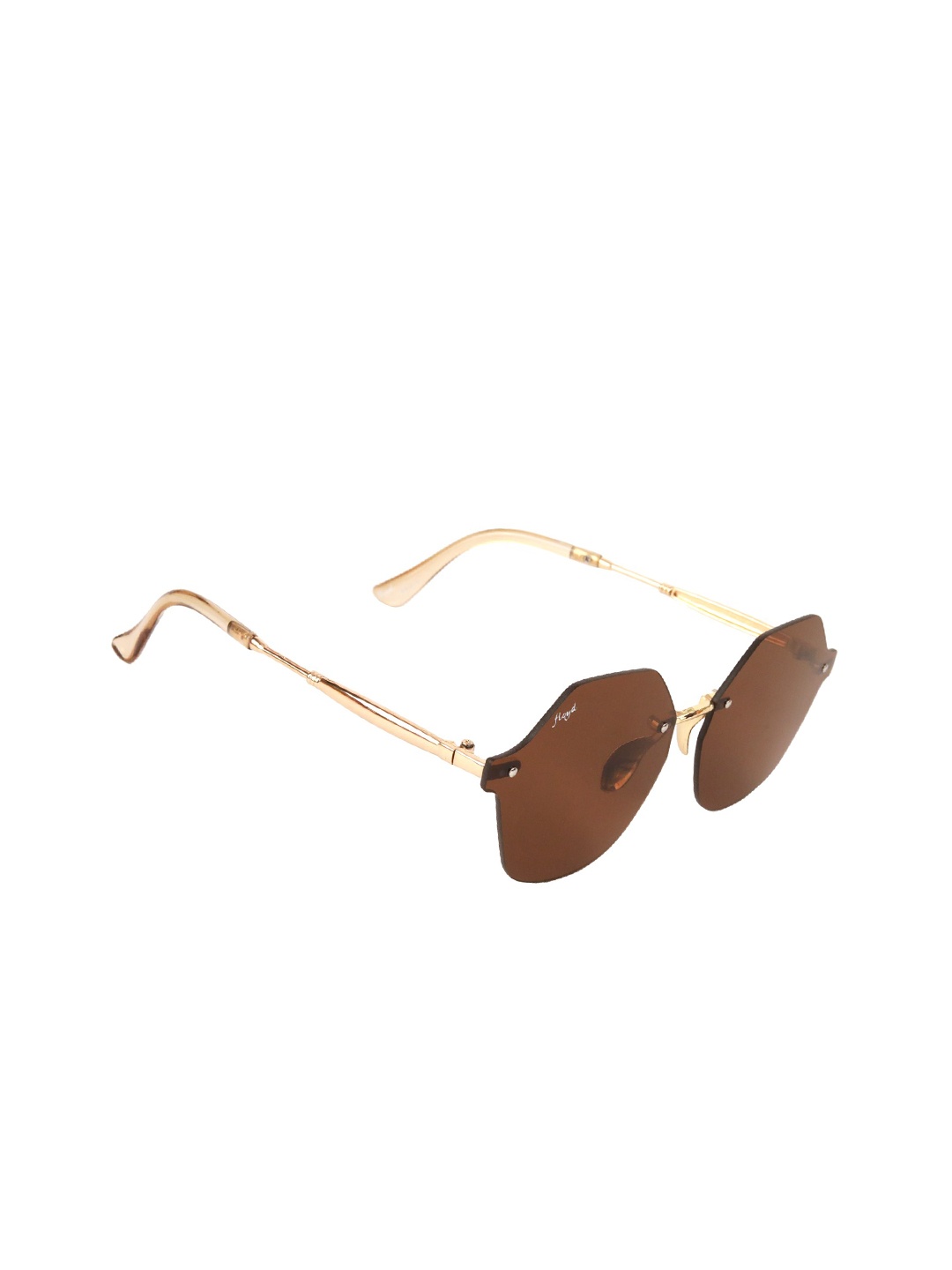 

Floyd Unisex Brown Lens & Gold-Toned Browline Sunglasses with UV Protected Lens