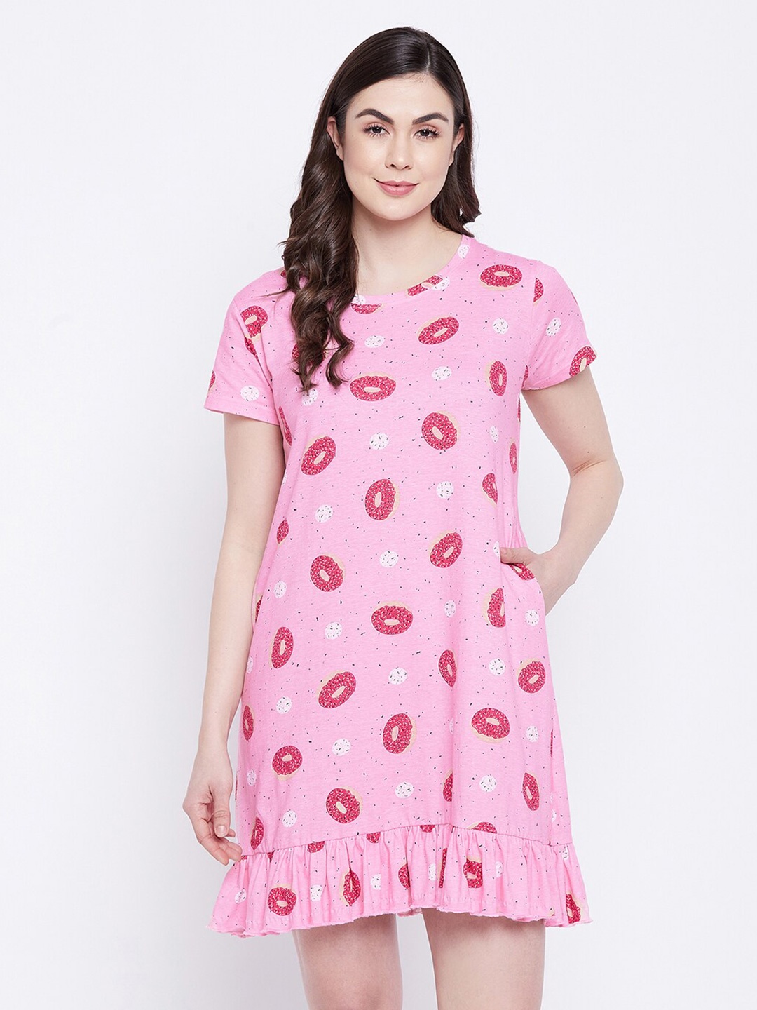 

Clovia Pink Printed Nightdress