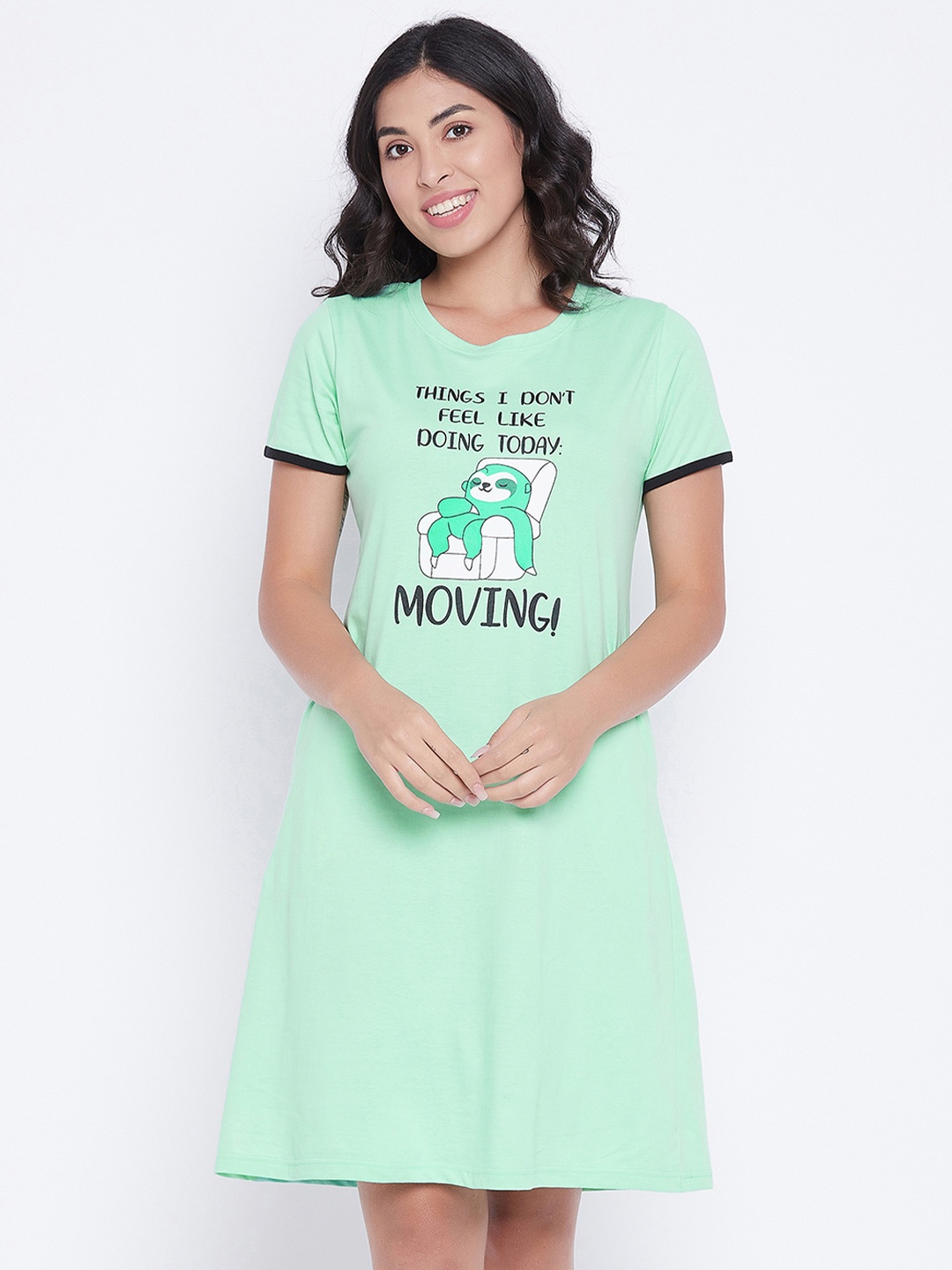 

Clovia Green Printed Nightdress