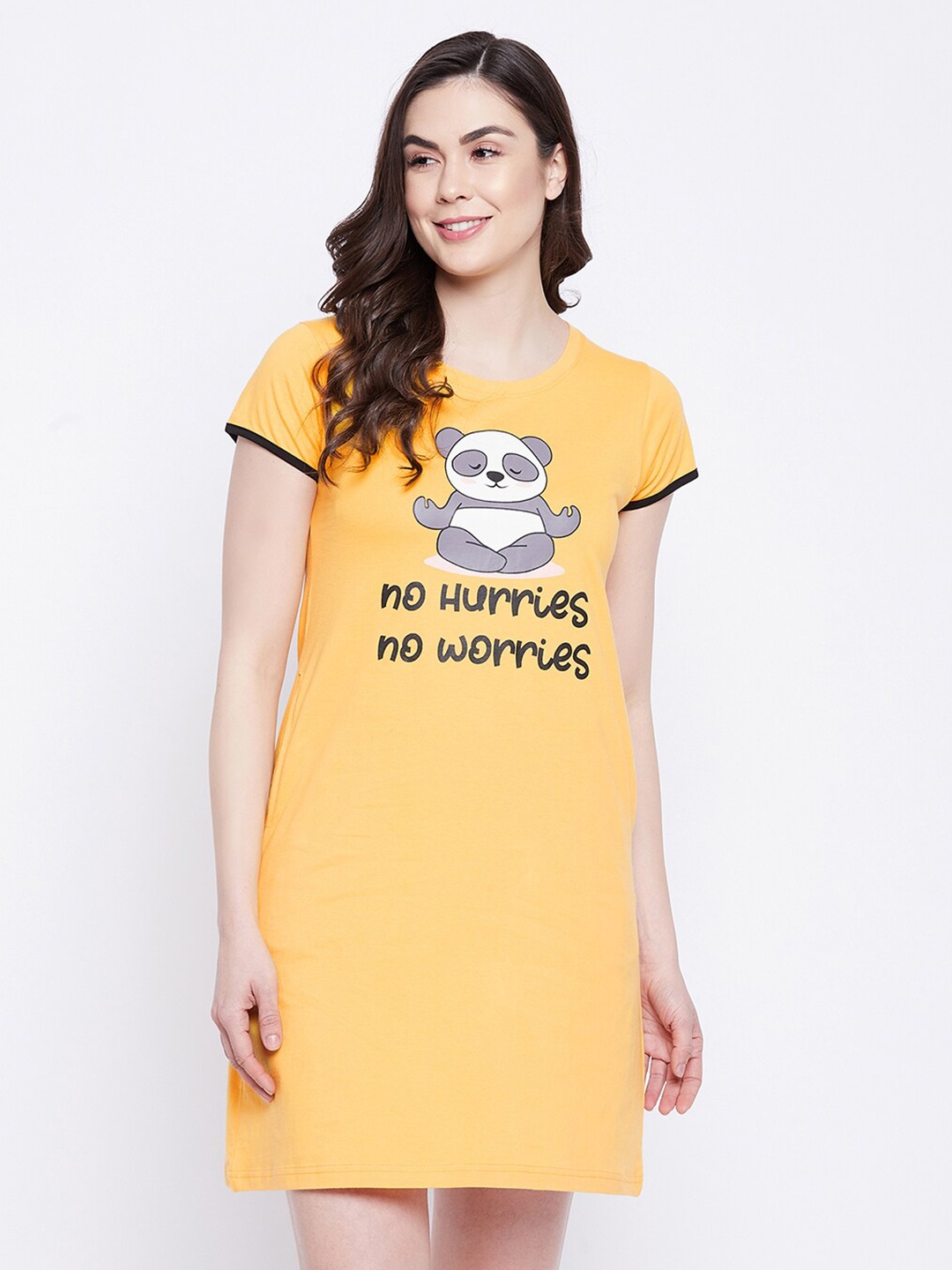 

Clovia Yellow Printed Nightdress