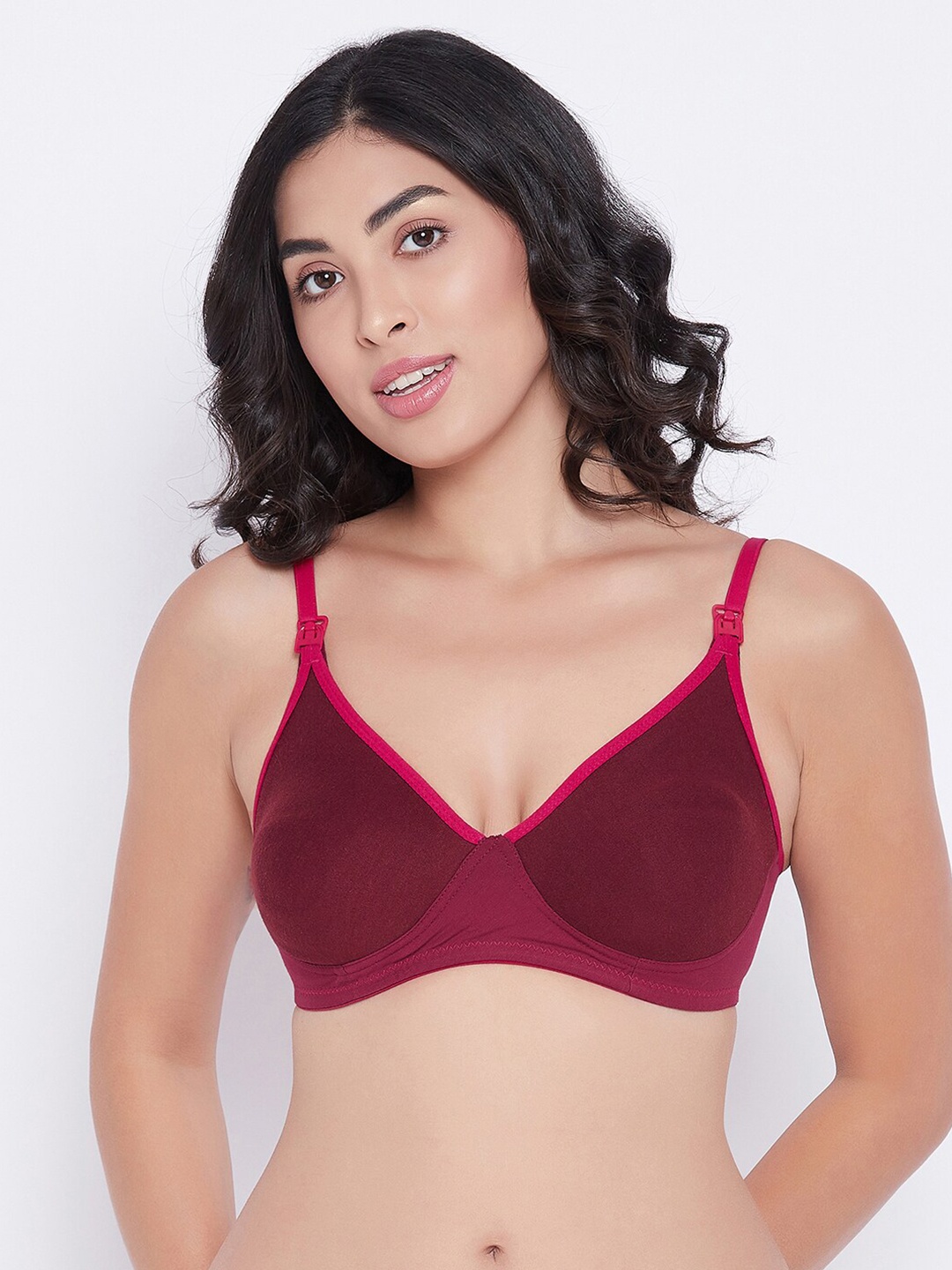 

Clovia Maroon & Pink Nursing Bra