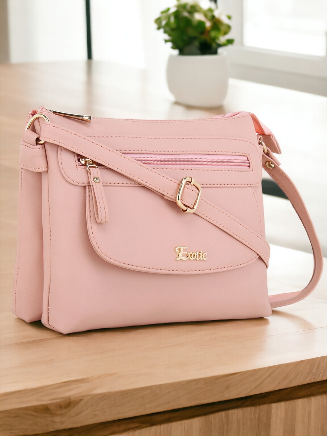 

Exotic Pink PU Structured Sling Bag