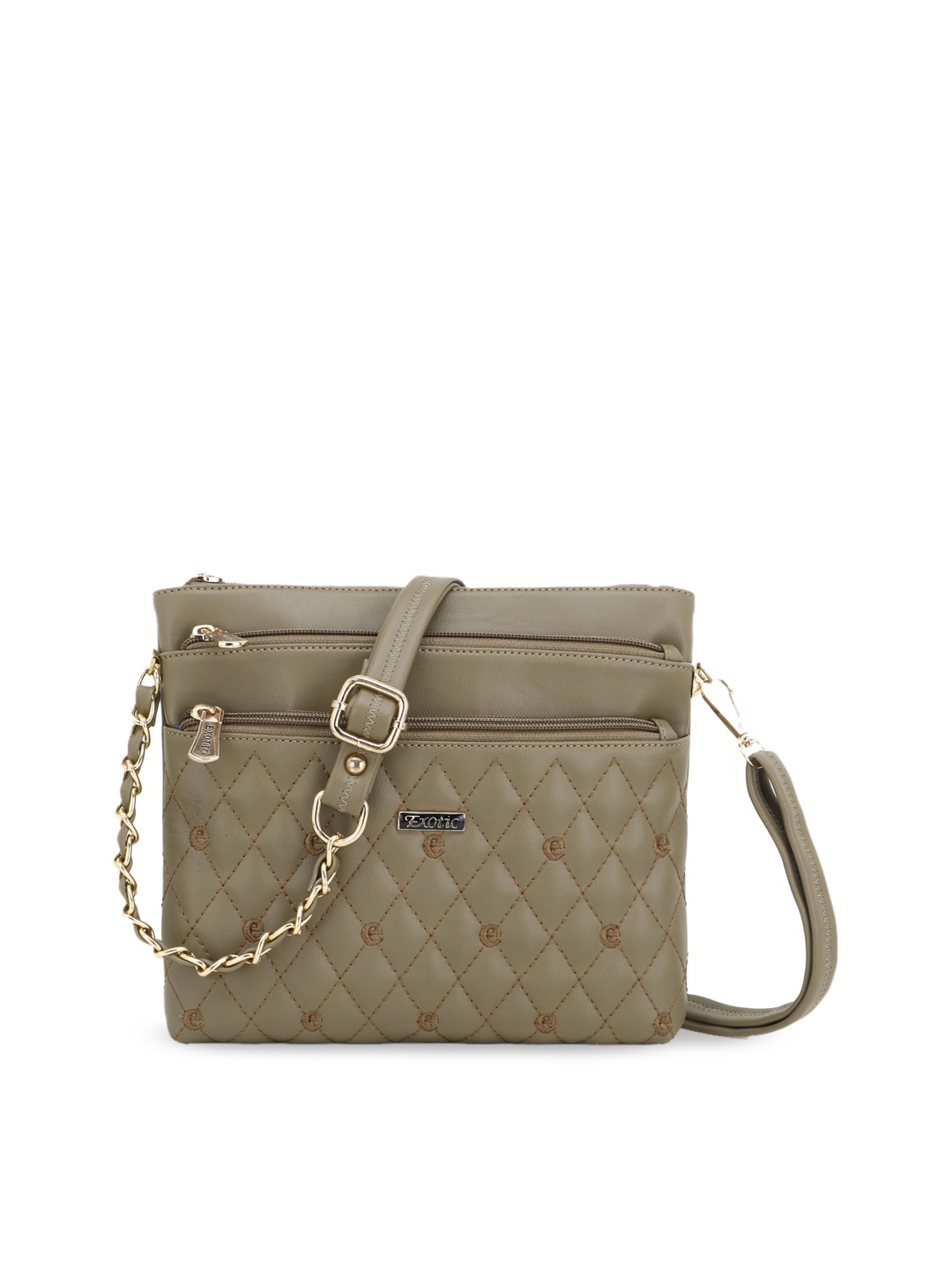 

Exotic Olive Green PU Structured Sling Bag with Quilted