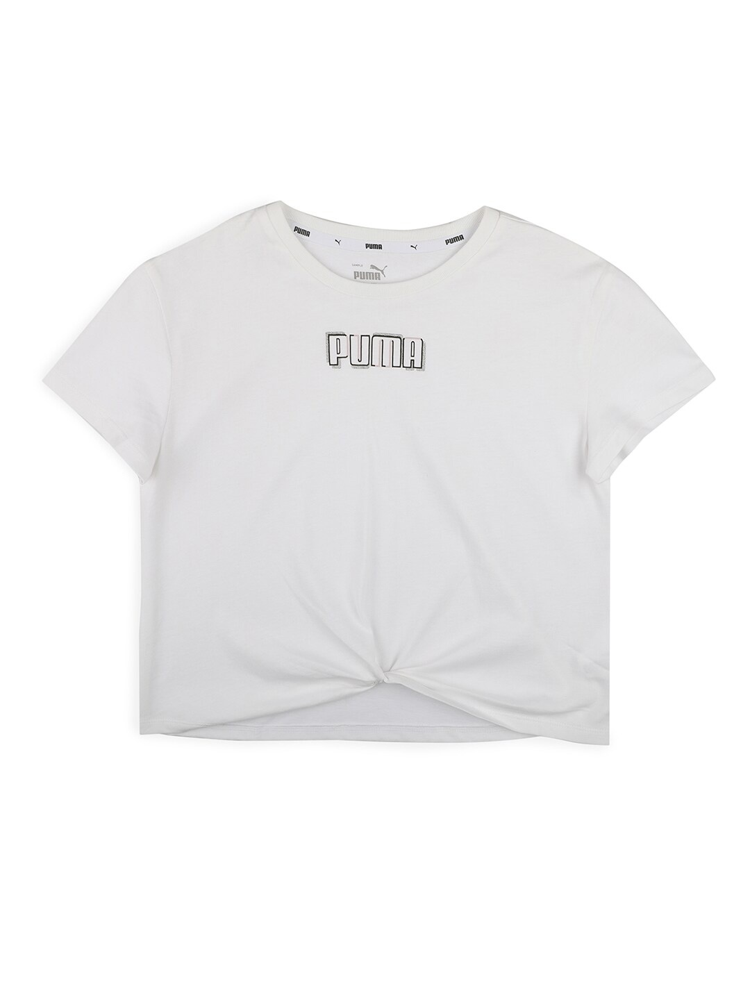

Puma Girls White Printed Alpha Knotted Youth T-shirt