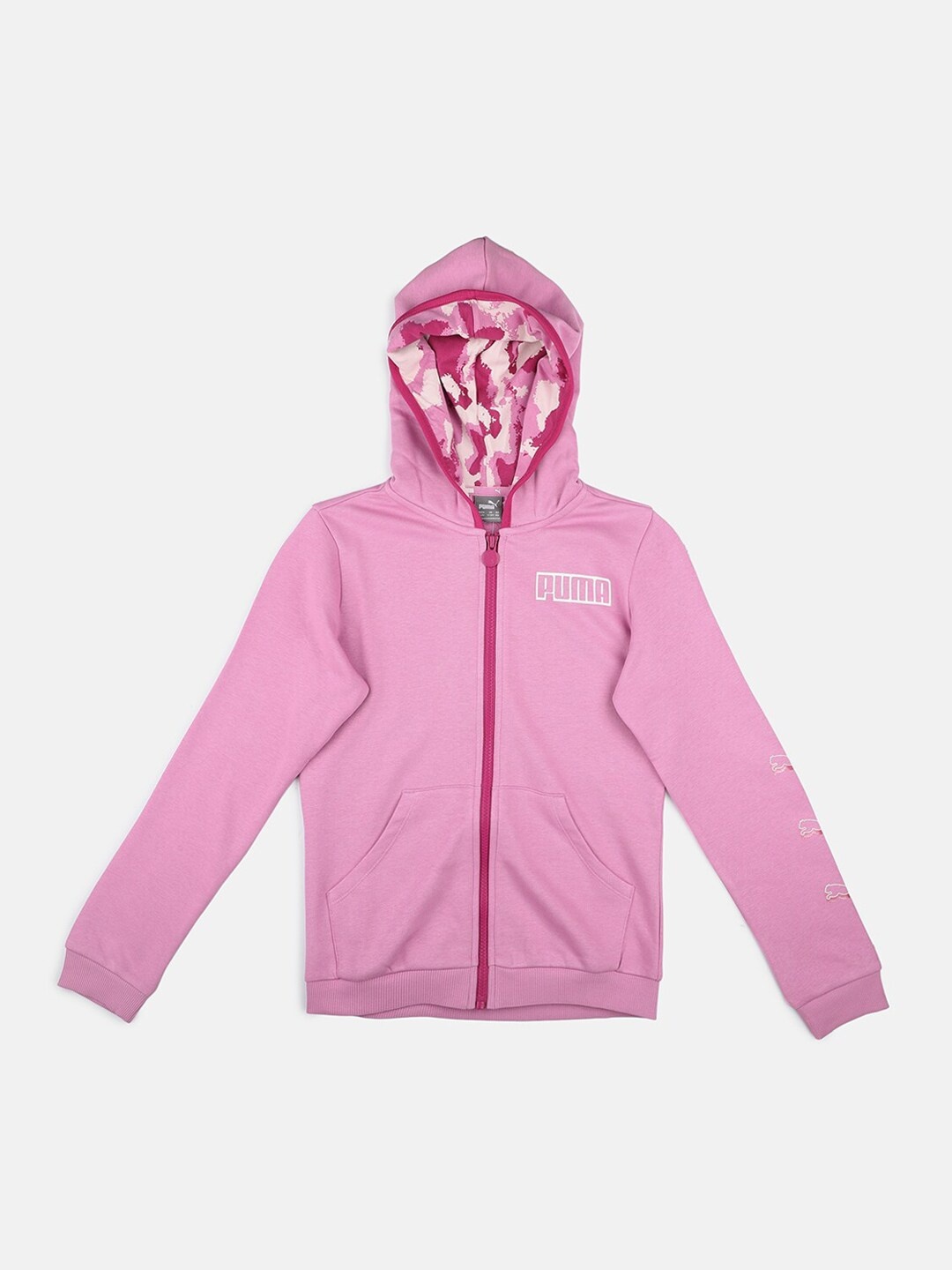 

Puma Girls Pink Alpha Full-Zip Youth Hoodie Bomber Jacket