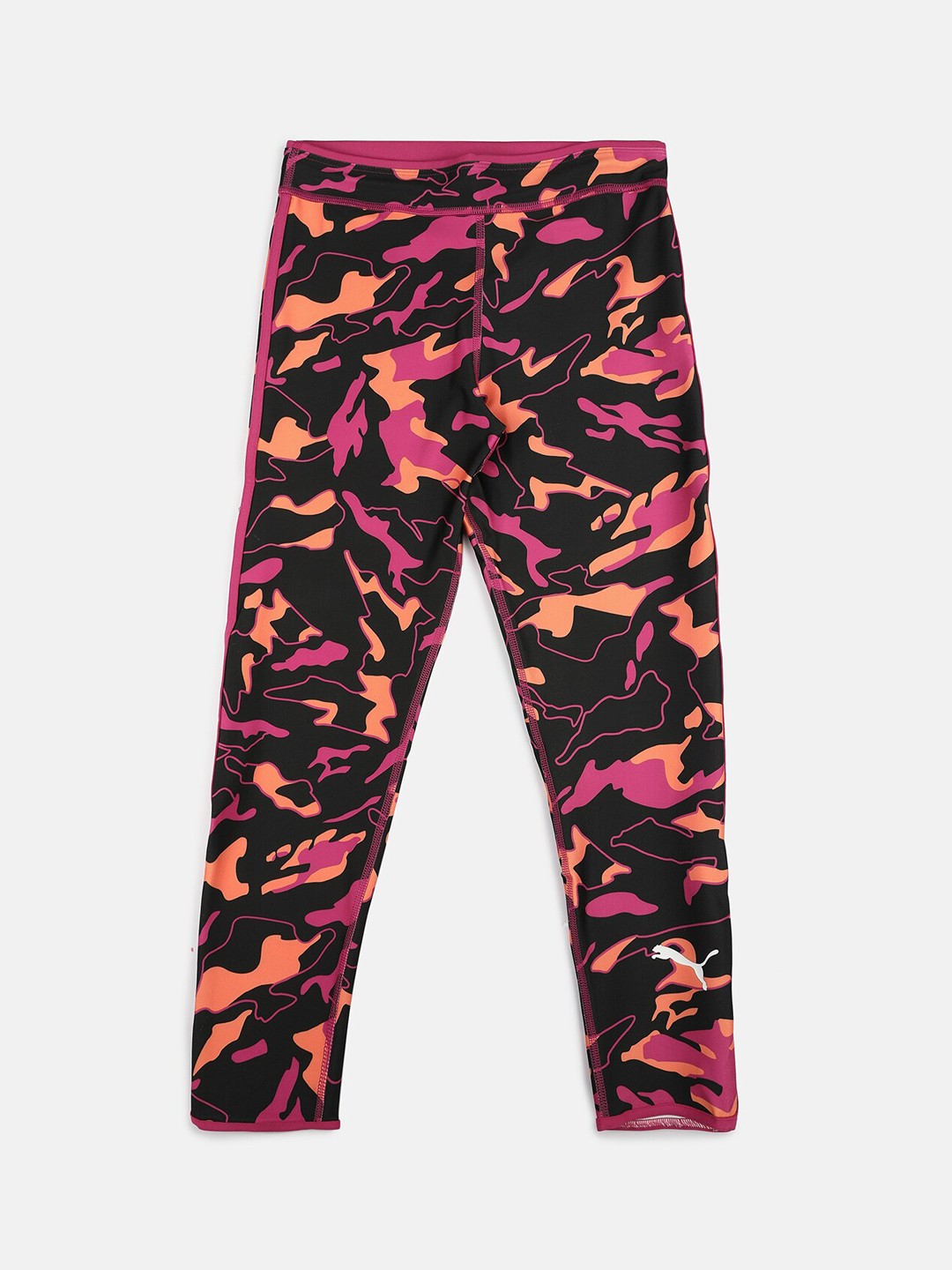 

Puma Girls Black & Orange Printed Ankle Length Leggings