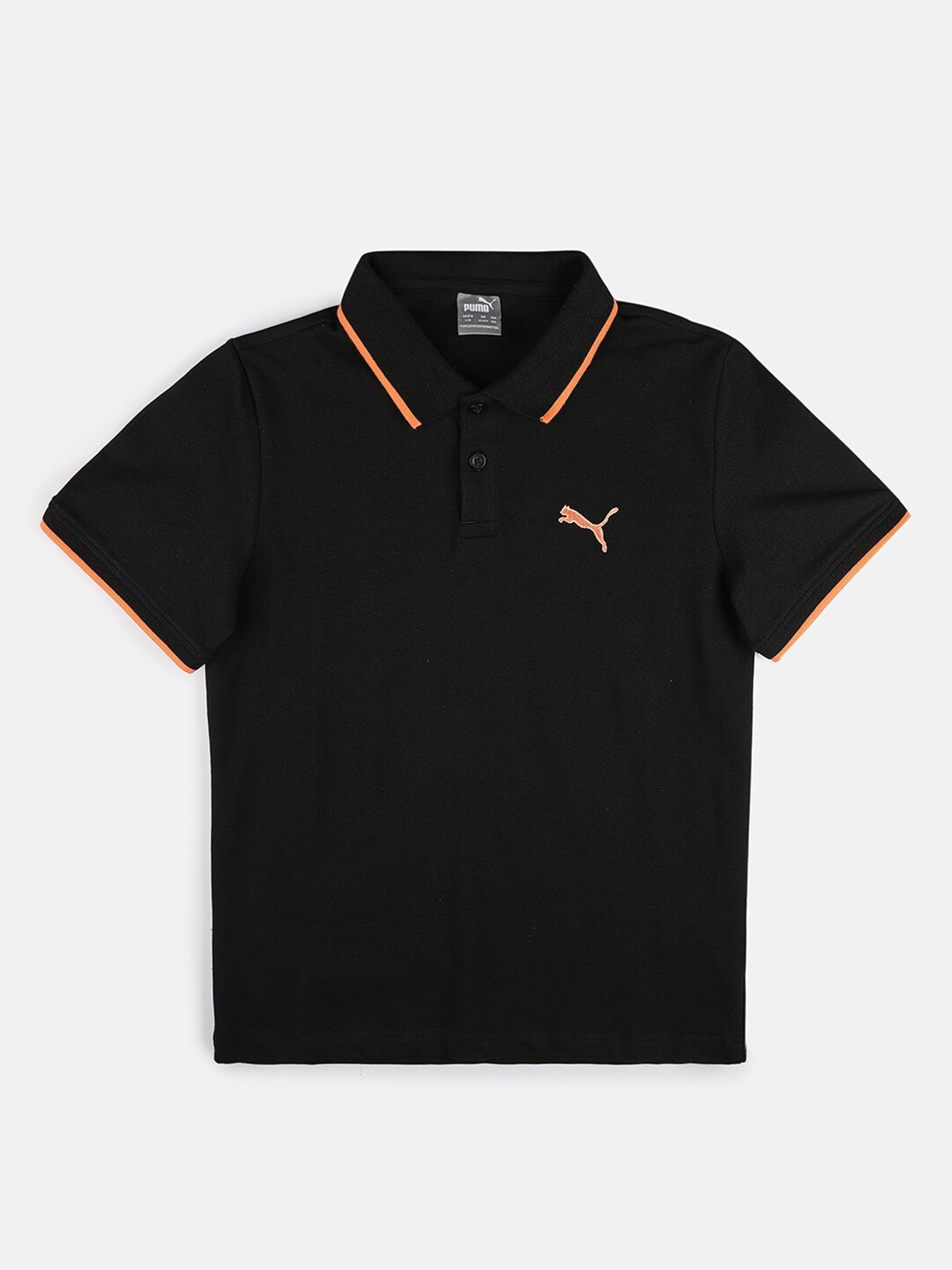 

Puma Boys Black Collar Tipping Youth Polo Collar Cotton T-shirt