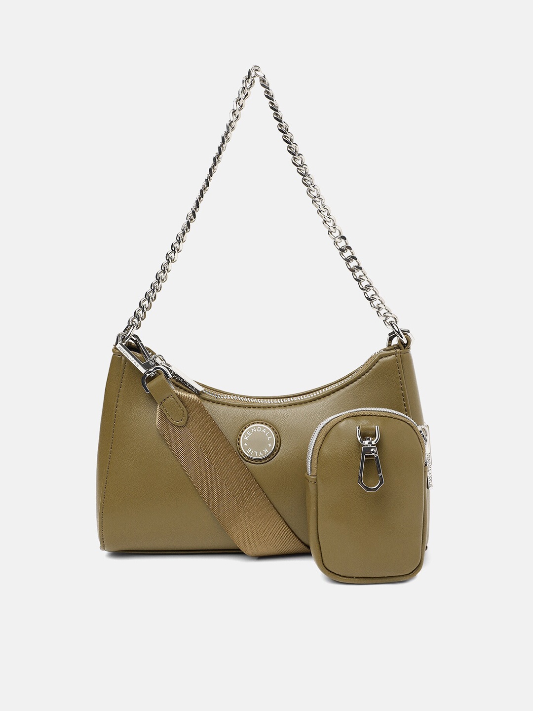 

KENDALL & KYLIE Olive Green Structured Shoulder Bag With Pouch