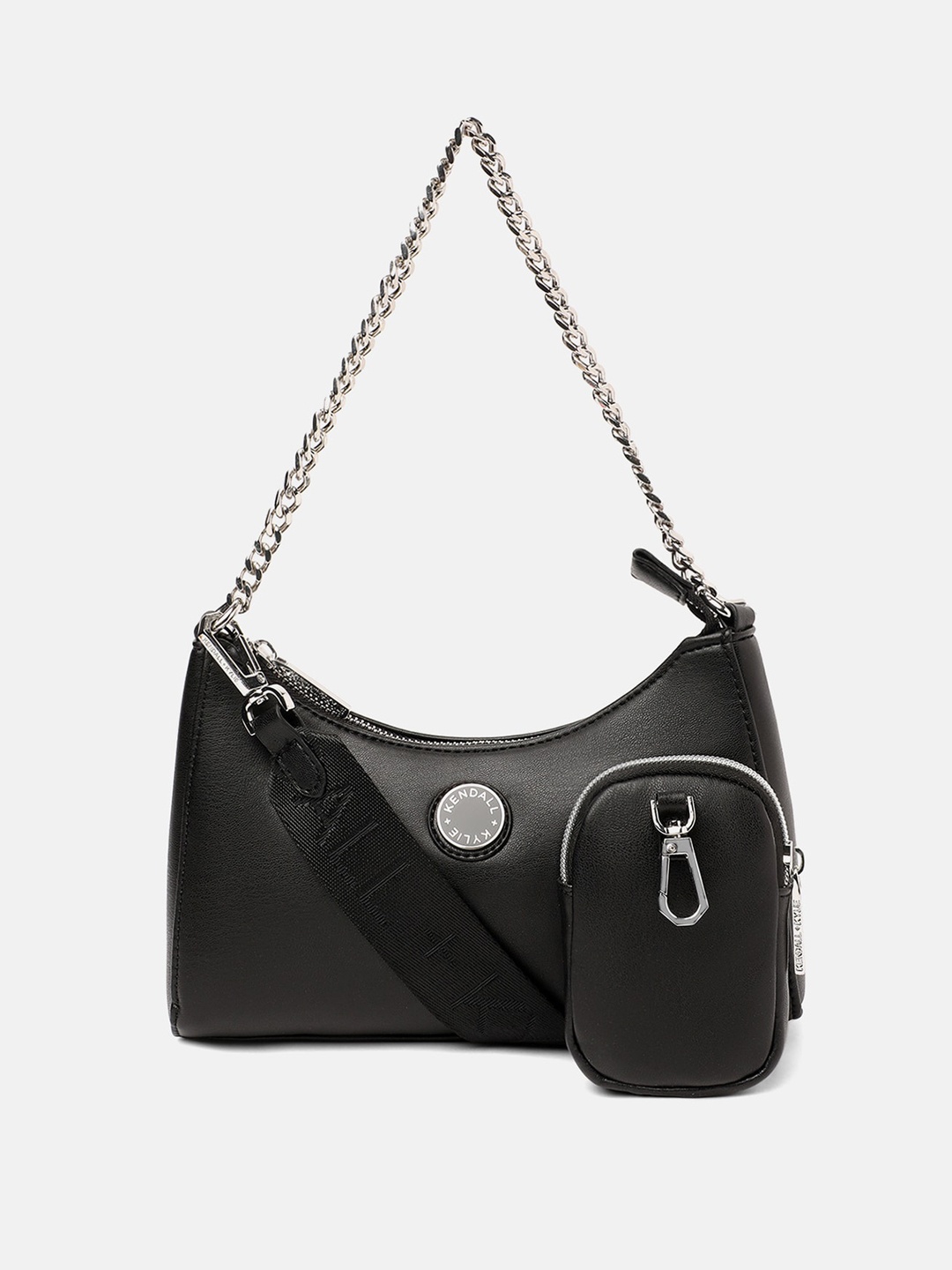 

KENDALL & KYLIE Black Structured Hobo Bag With Pouch