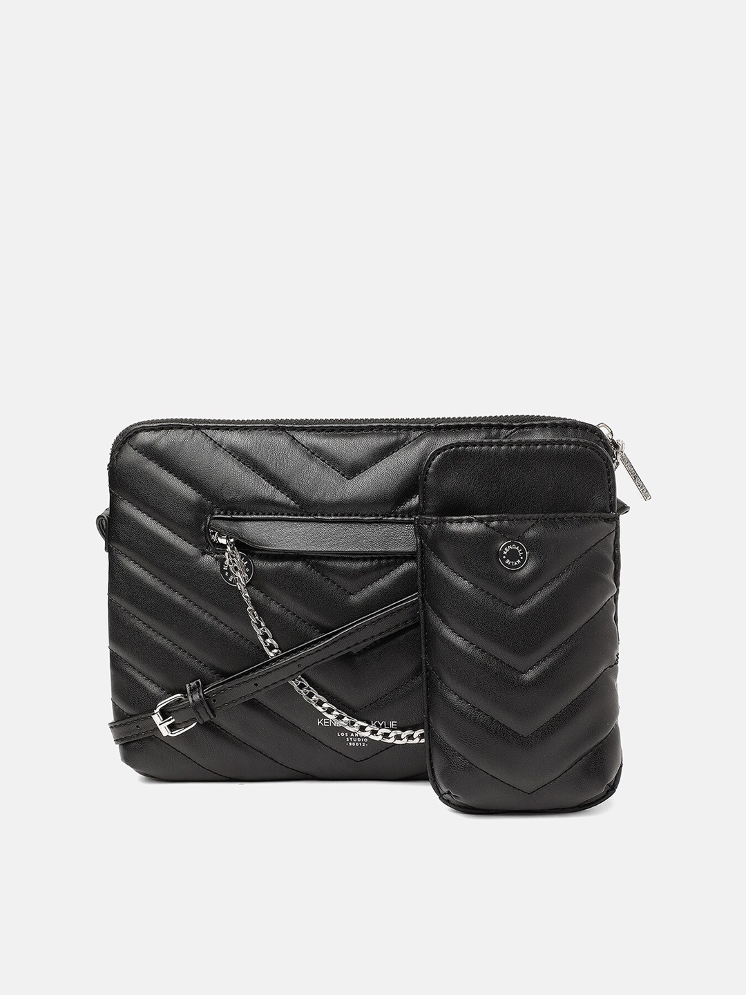 

KENDALL & KYLIE Black Structured Sling Bag with Pouch