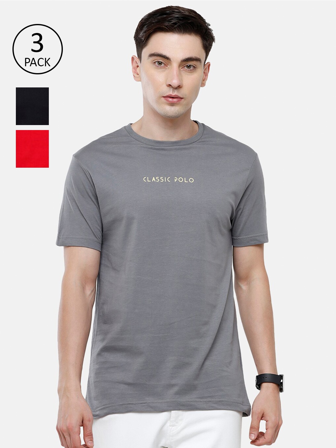 

Classic Polo Men Set Of 3 Slim Fit T-shirts, Multi