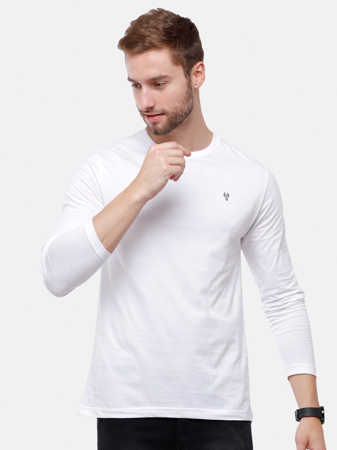 

Classic Polo Men White & bright gray Henley Neck Pure Cotton Slim Fit T-shirt