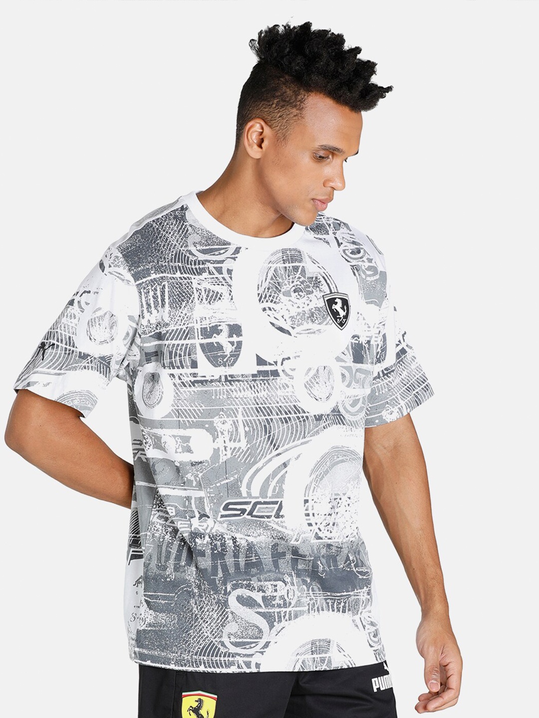 

PUMA Motorsport Men White & bright gray Printed Pockets Sustainable Motorsport T-shirt
