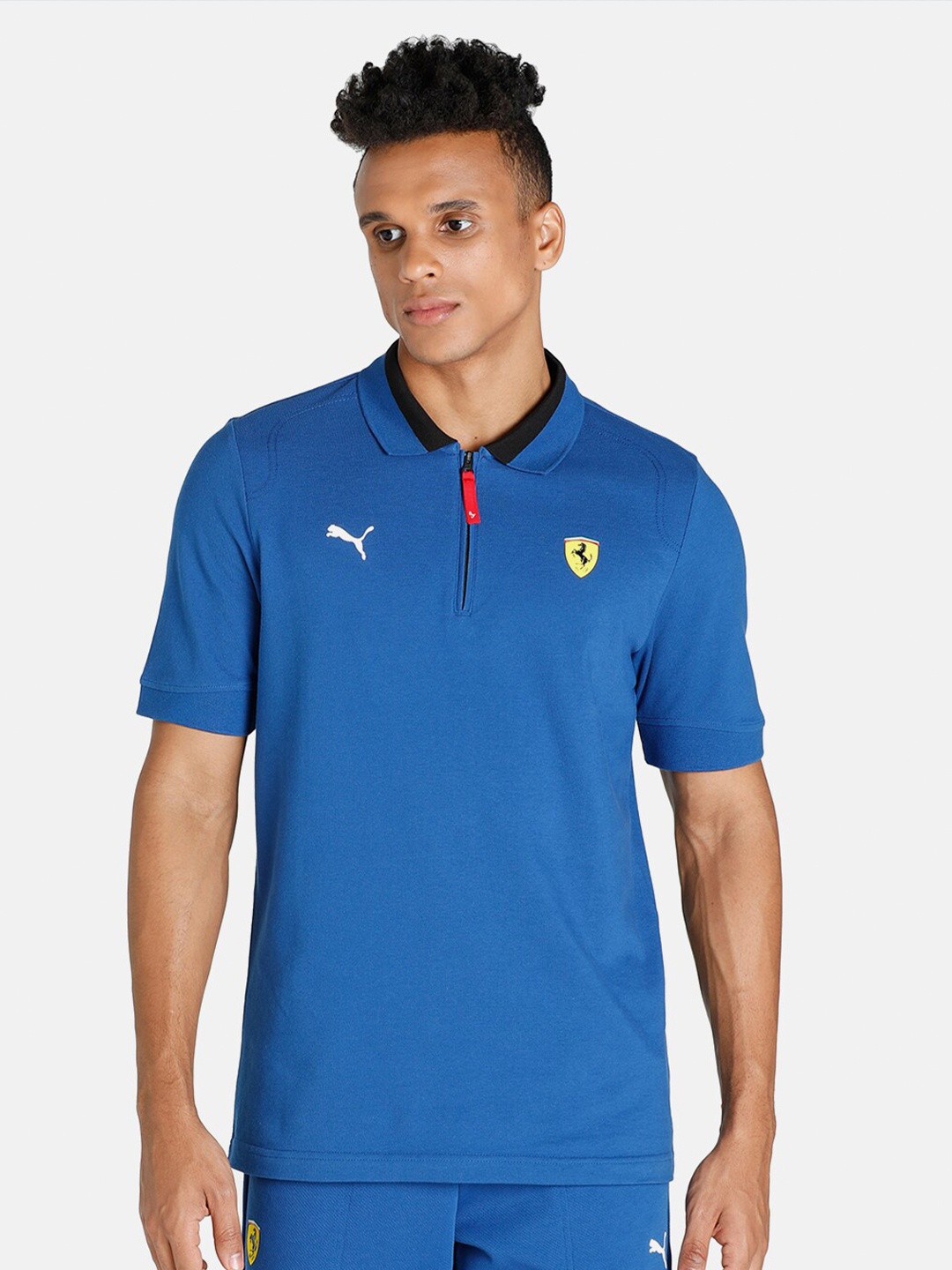

PUMA Motorsport Men Blue Scuderia Ferrari Race Polo Collar Motorsport T-shirt