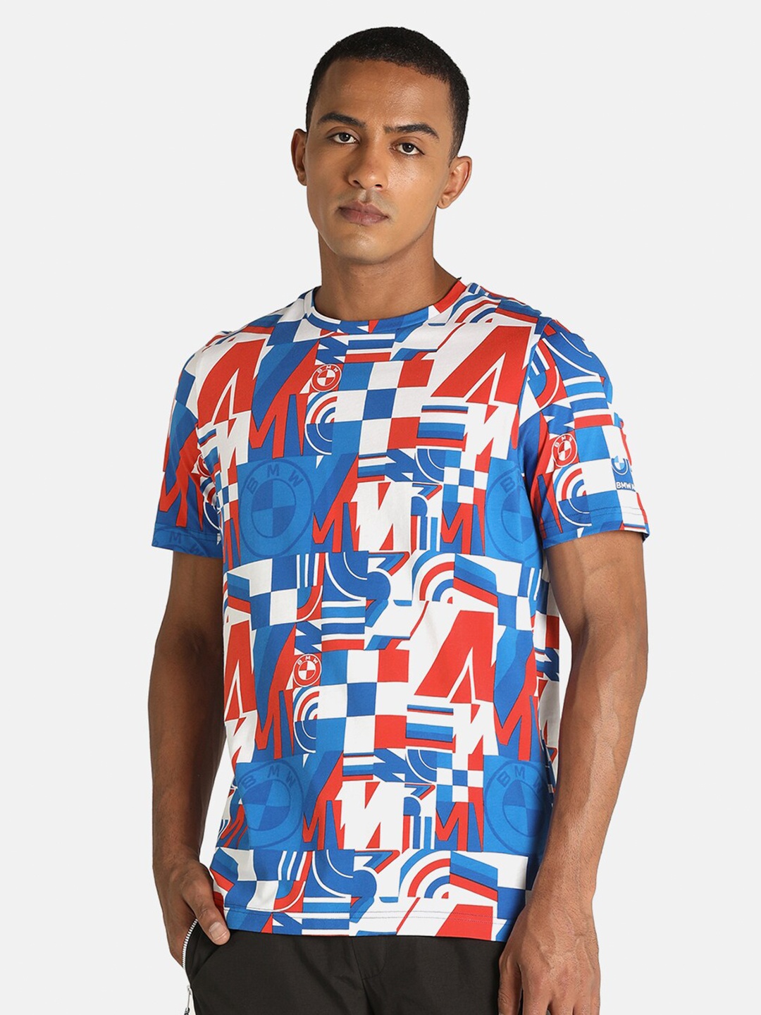 

PUMA Motorsport Men White & rust Printed Pockets Motorsports T-shirt