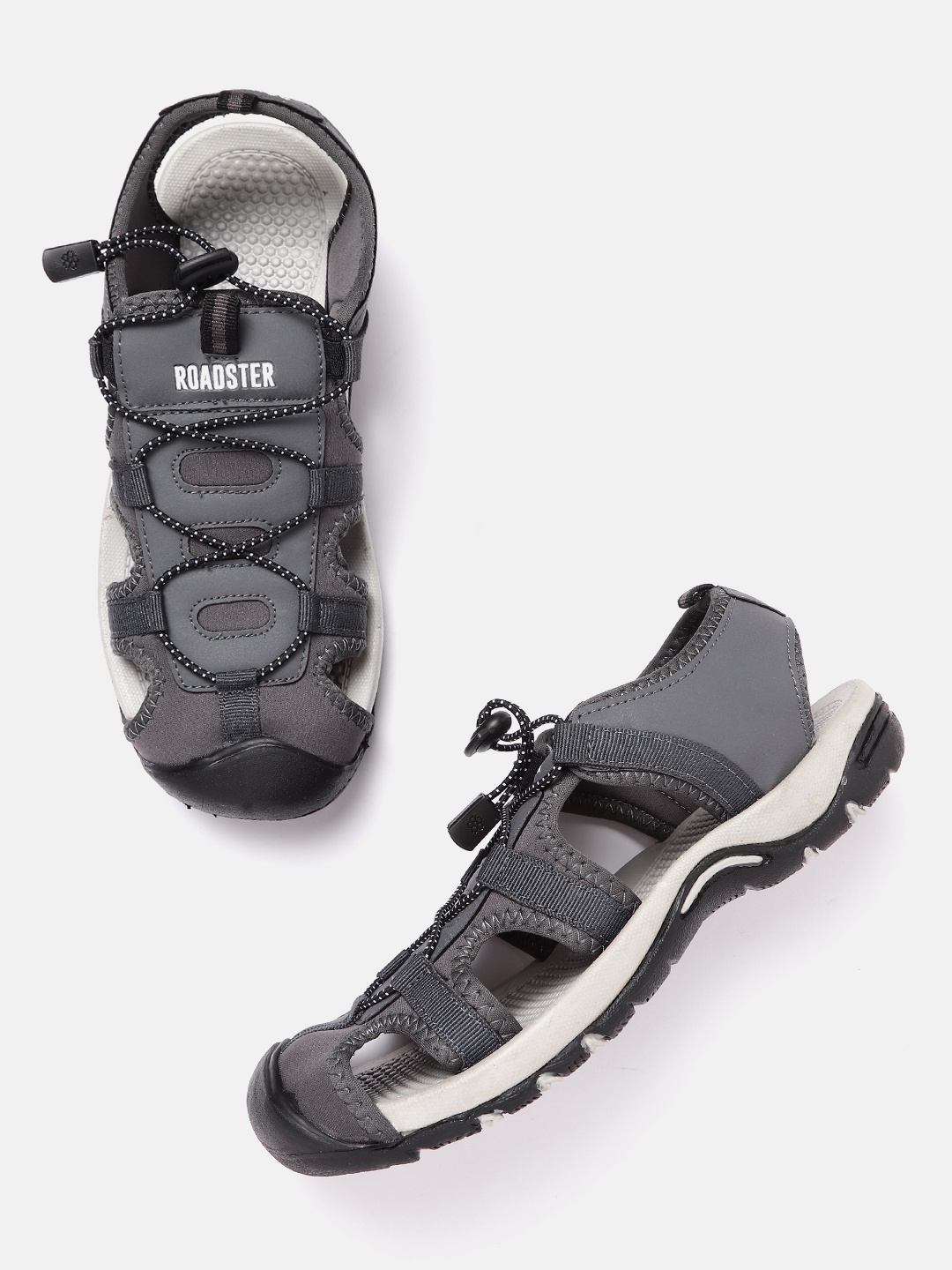 

Roadster Men Grey Solid Sports Sandals