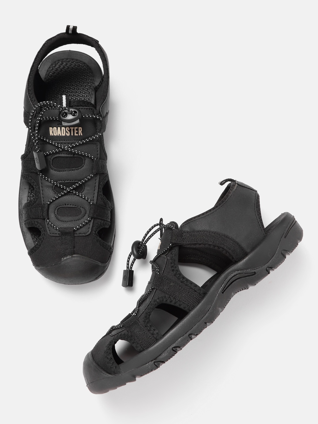 

Roadster Men Black Solid Sports Sandals