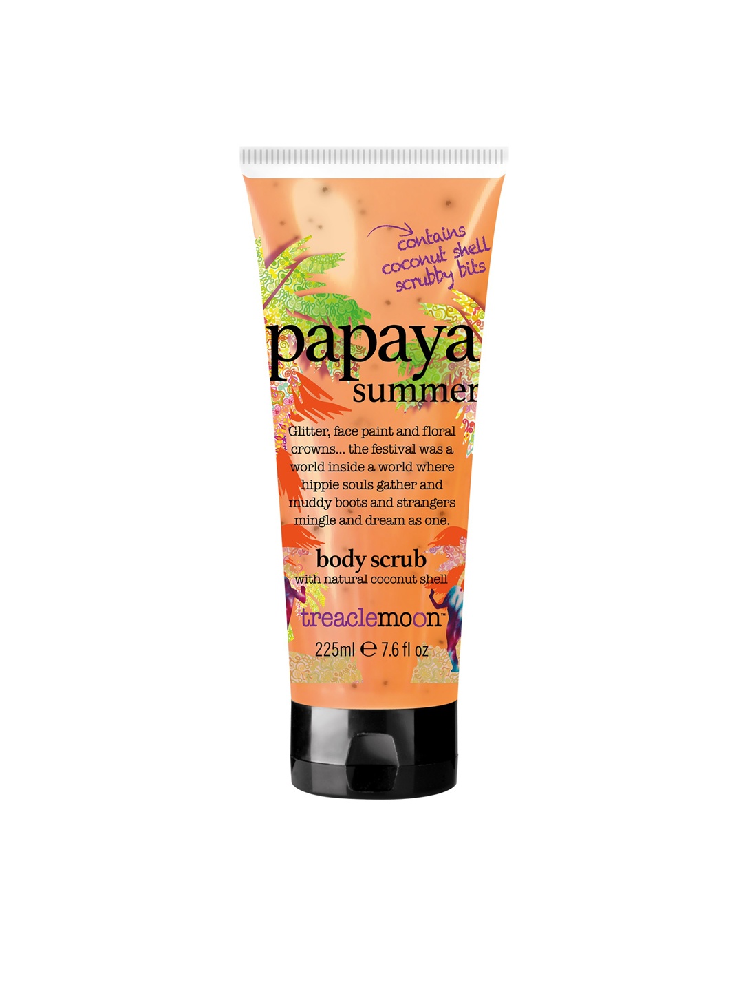 

TREACLEMOON Papaya Summer Body Scrub with Natural Coconut Shell 225 ml, Orange