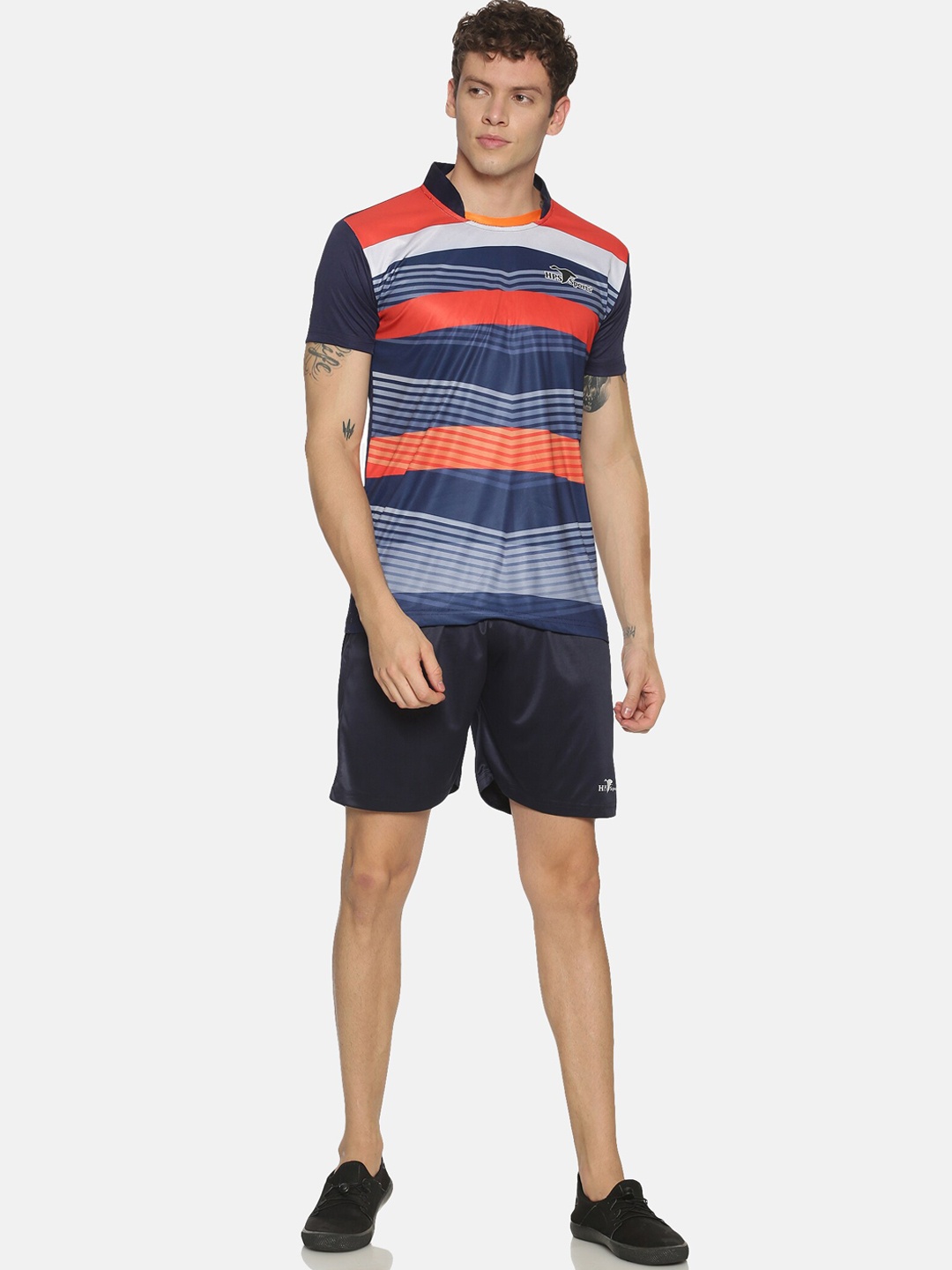 

HPS Sports Men Navy Mix Line Printed Football TrackSuit, Navy blue