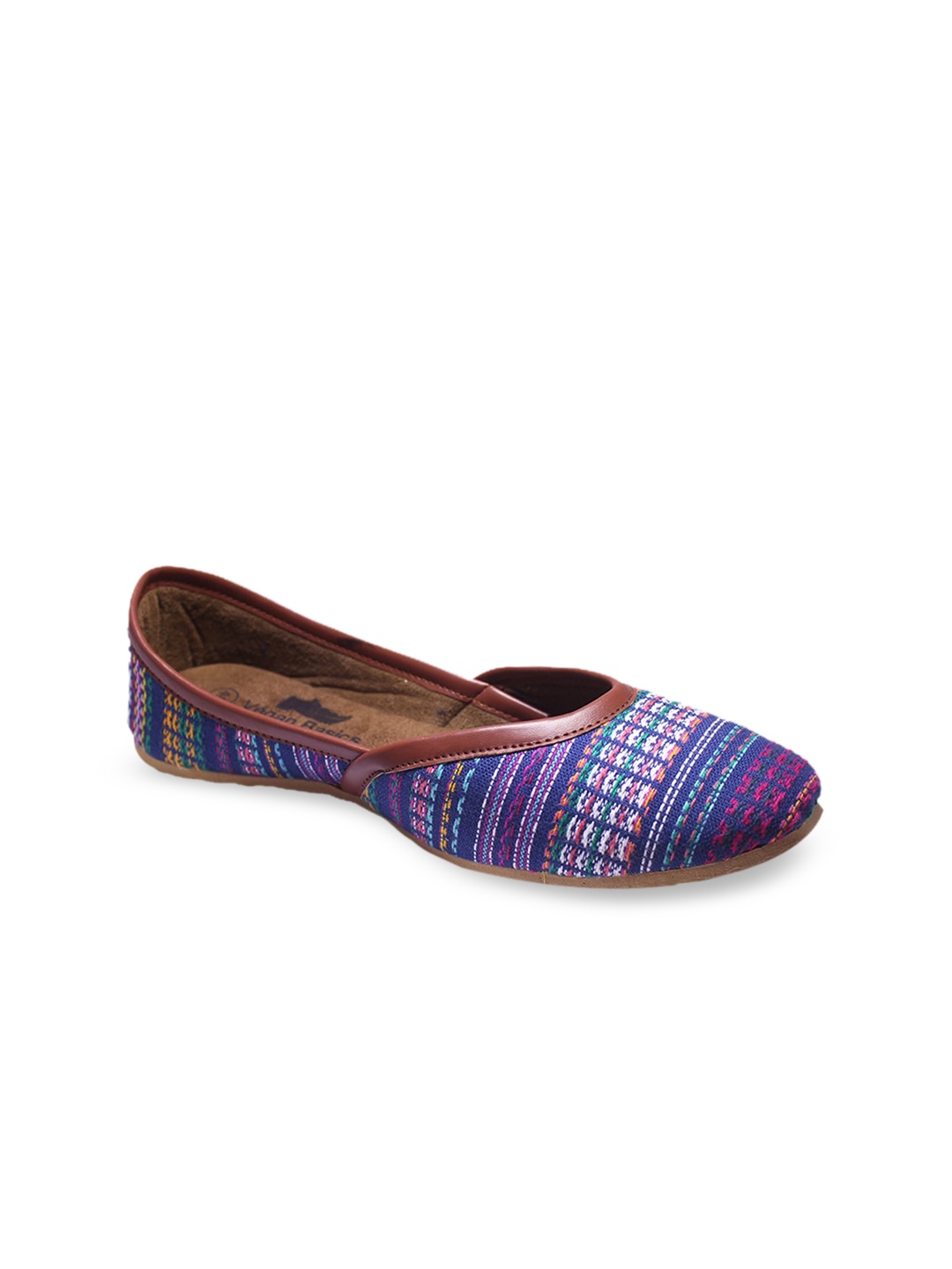 

VEGAN BASICS Women Multicoloured Printed Mojaris with Buckles Flats, Multi