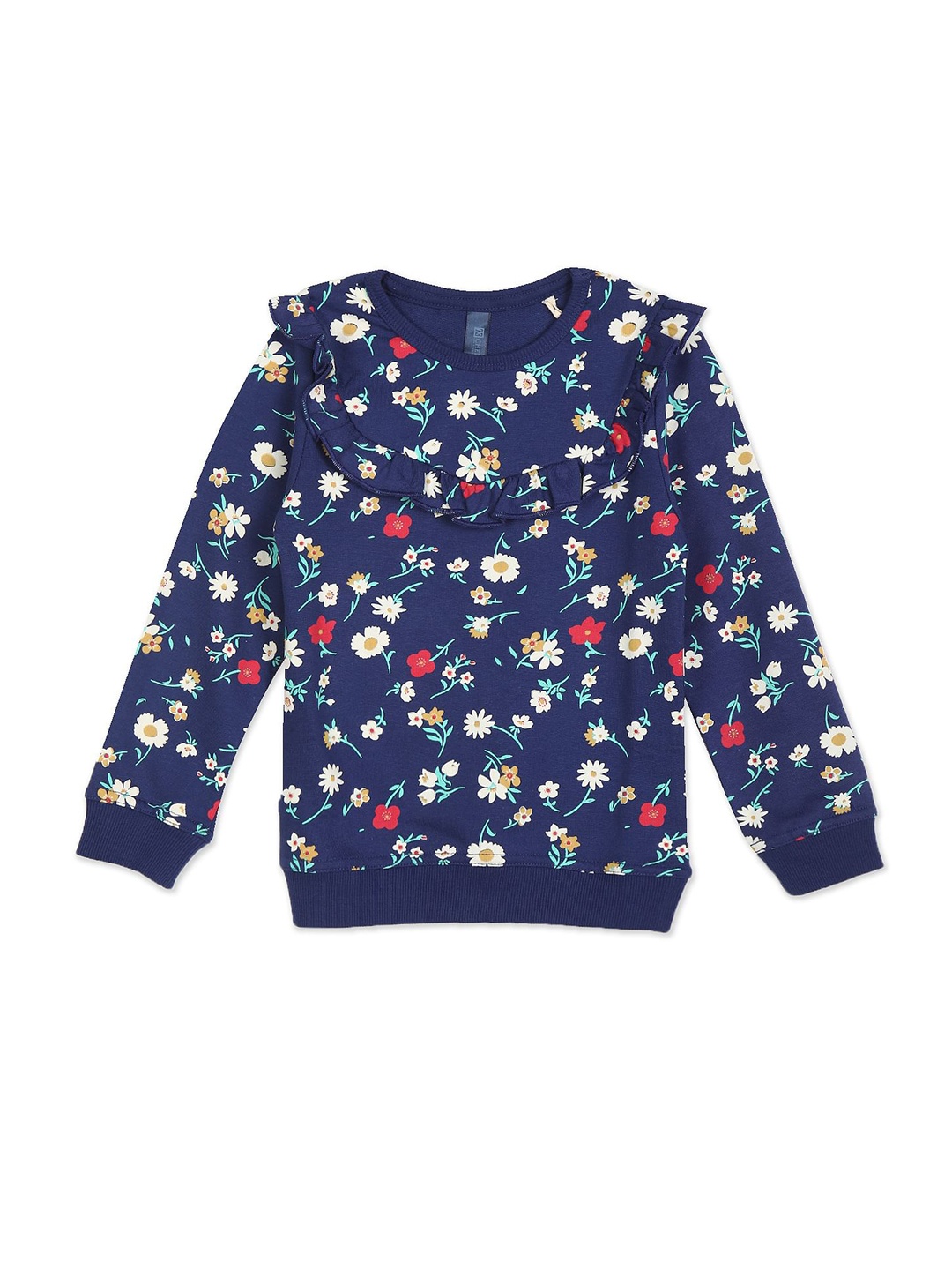 

Cherokee Girls Blue Floral Printed Sweatshirt