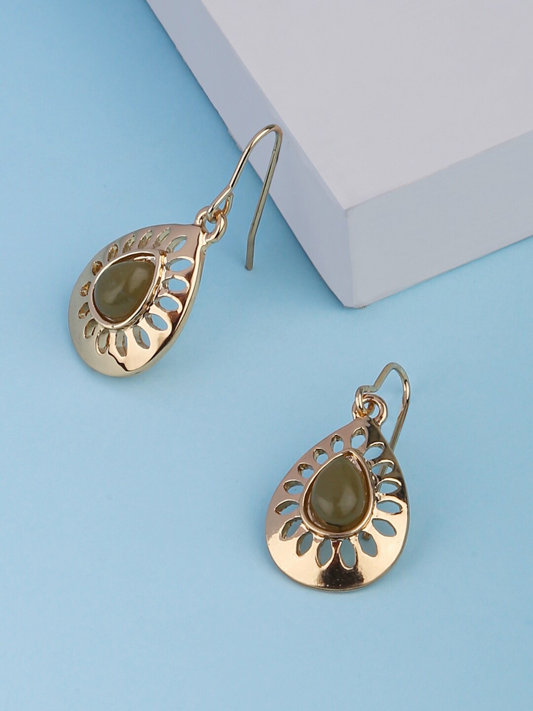 

Lilly & sparkle Green Teardrop Shaped Drop Earrings