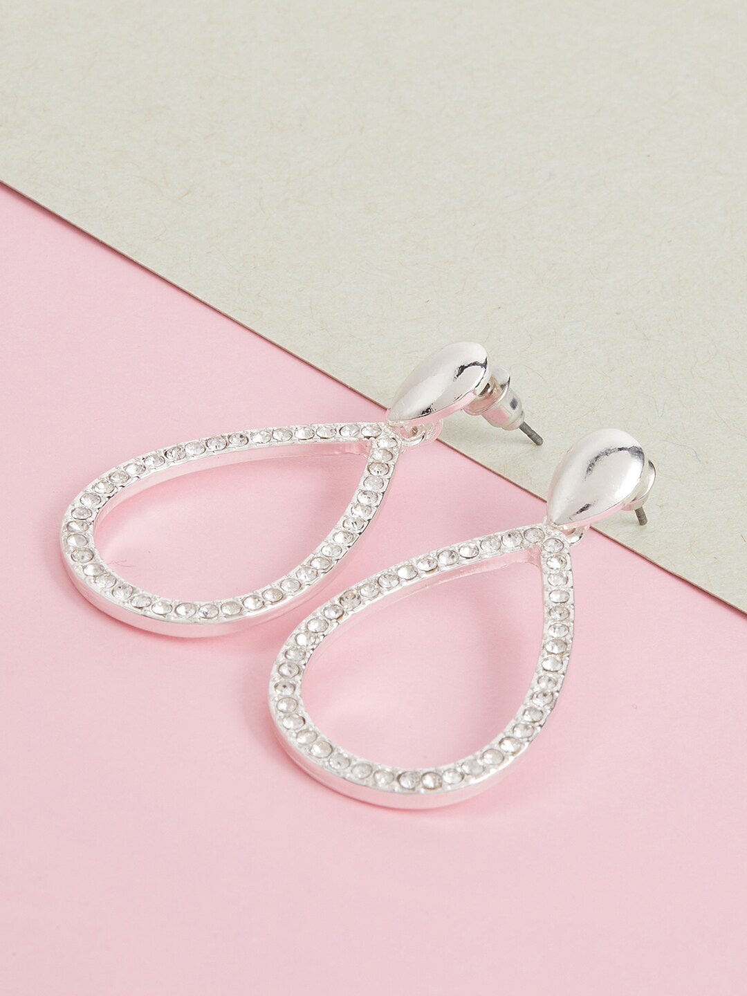 

Lilly & sparkle Silver-Toned Contemporary Hoop Earrings