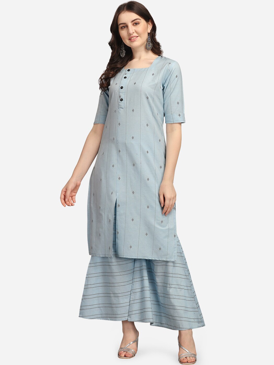 

KALINI Women Blue Printed Kurta with Palazzos
