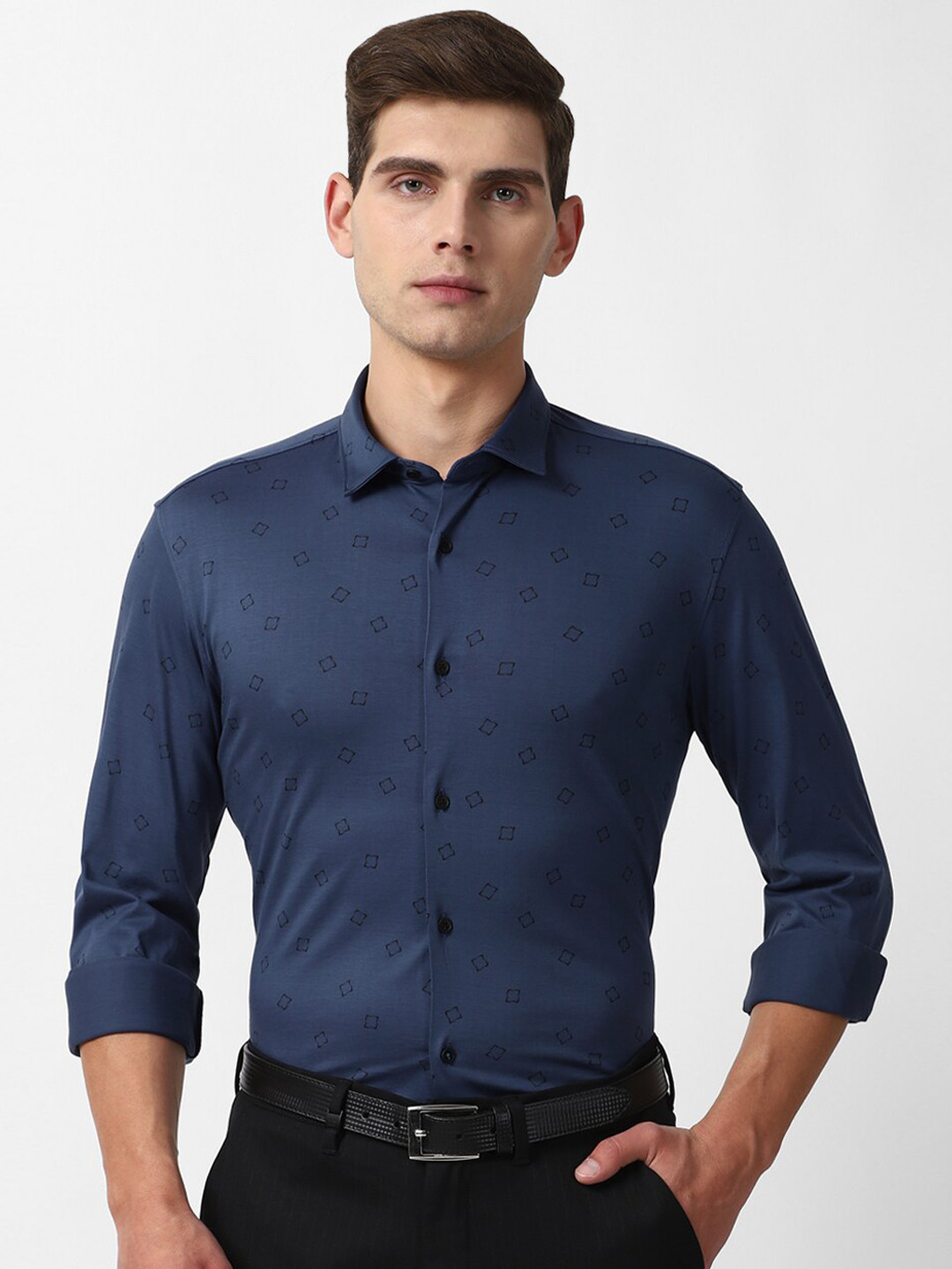 

Louis Philippe Sport Men Navy Blue Printed Slim Fit Printed Casual Shirt
