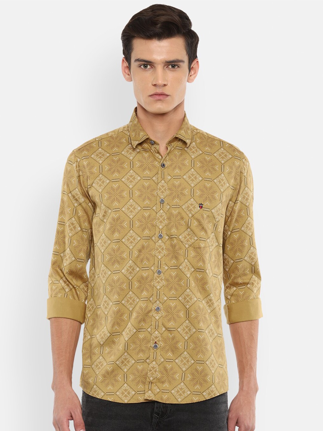 

Louis Philippe Sport Men Khaki Printed Casual Shirt