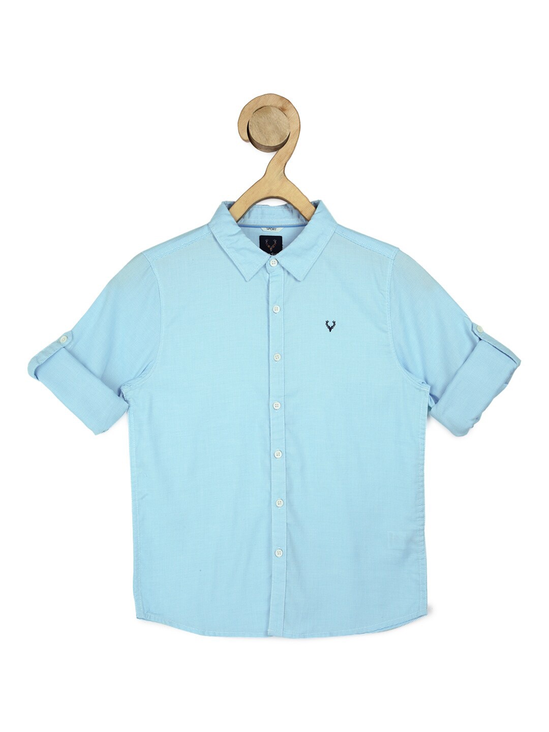 

Allen Solly Junior Boys Turquoise Blue Self Design Slim Fit Casual Shirt