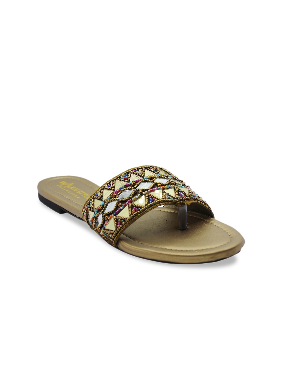 

WALK N STYLE COLLECTION Women Tan Embellished Open Toe Flats