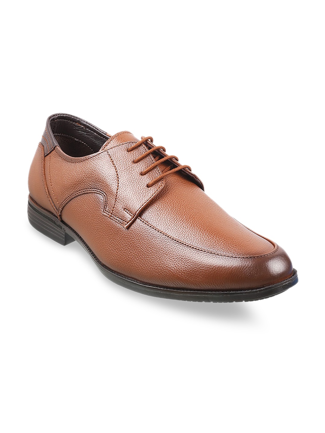 

Mochi Men Tan Solid Leather Formal Shoes