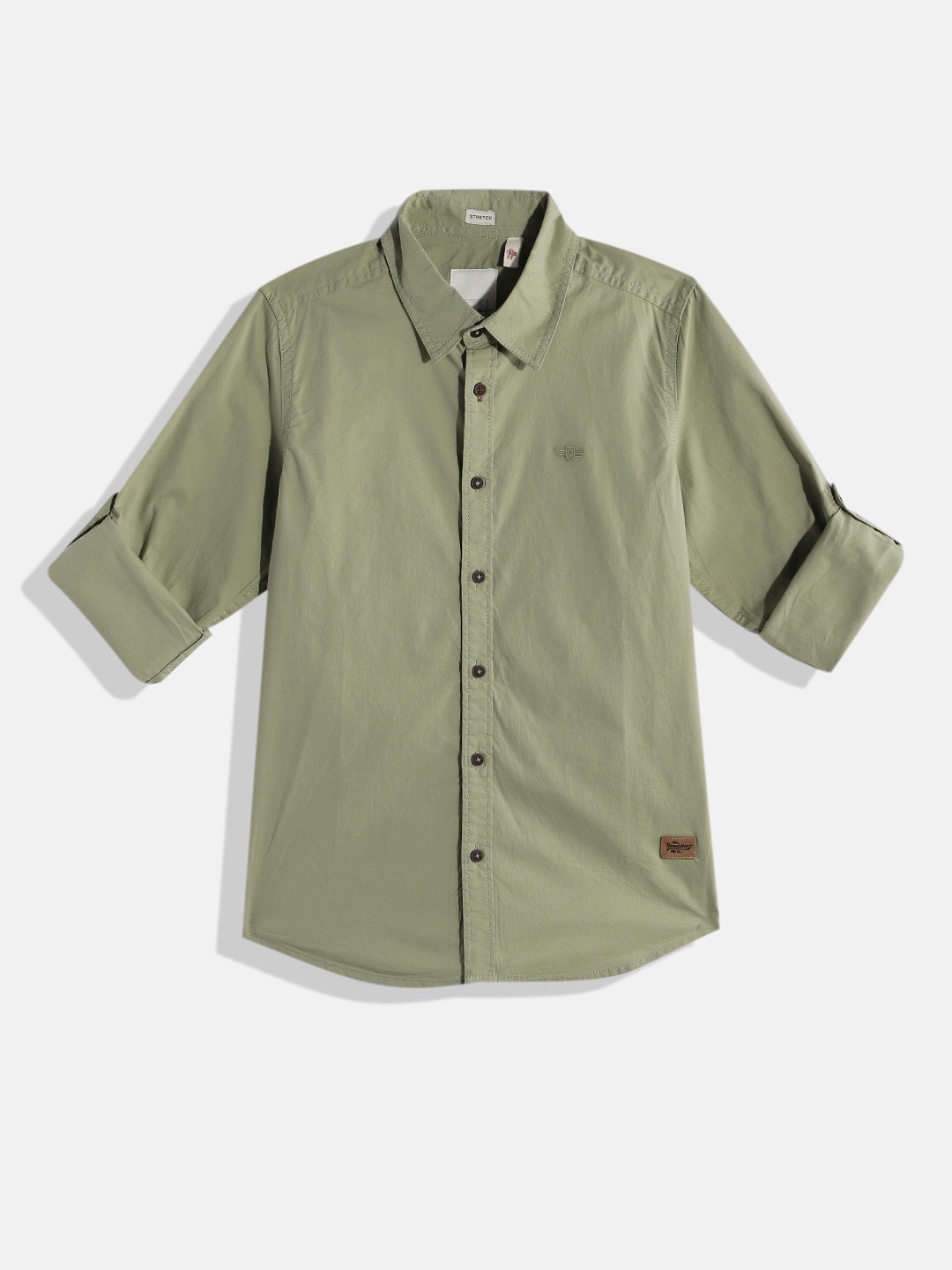 

UTH by Roadster Boys Stretch Slim Fit Casual Shirt, Olive