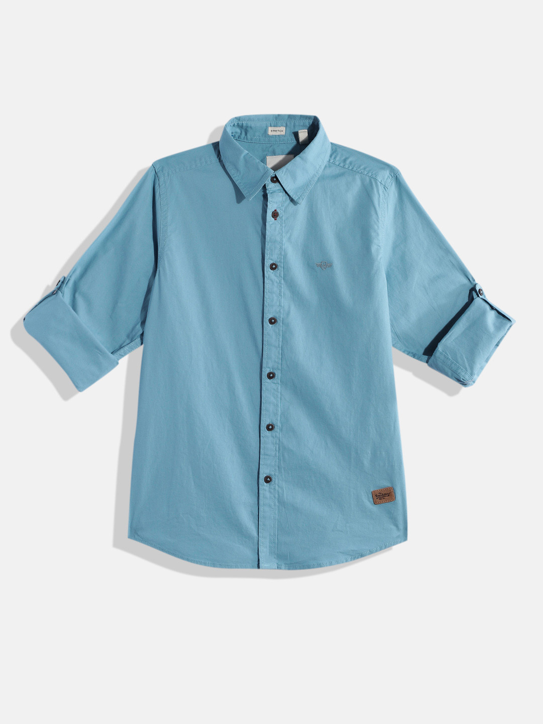 

UTH by Roadster Boys Stretch Slim Fit Casual Shirt, Blue
