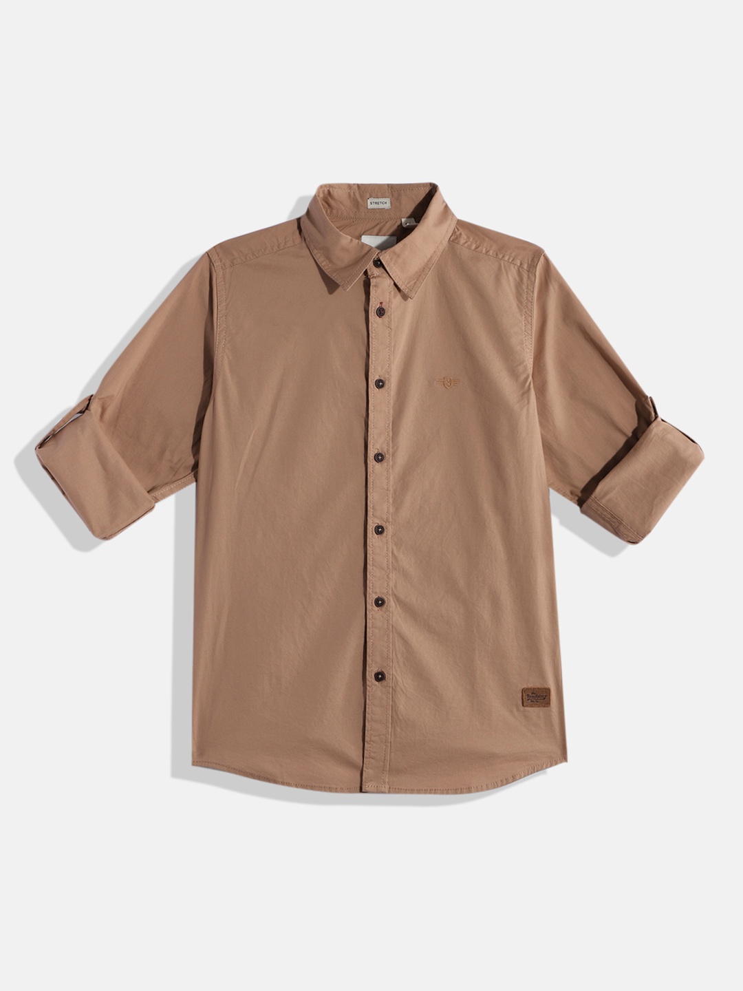 

UTH by Roadster Boys Stretch Slim Fit Casual Shirt, Brown