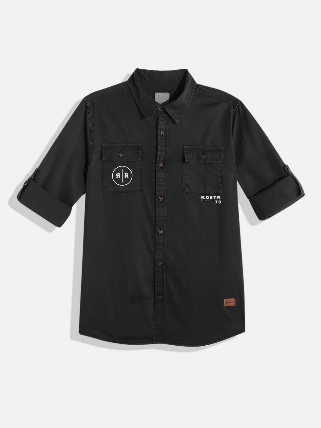 

UTH by Roadster Boys Black Solid Pure Cotton Casual Shirt