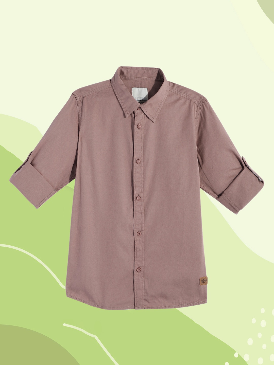 

UTH by Roadster Teen Boys Mauve Pure Cotton Casual Shirt