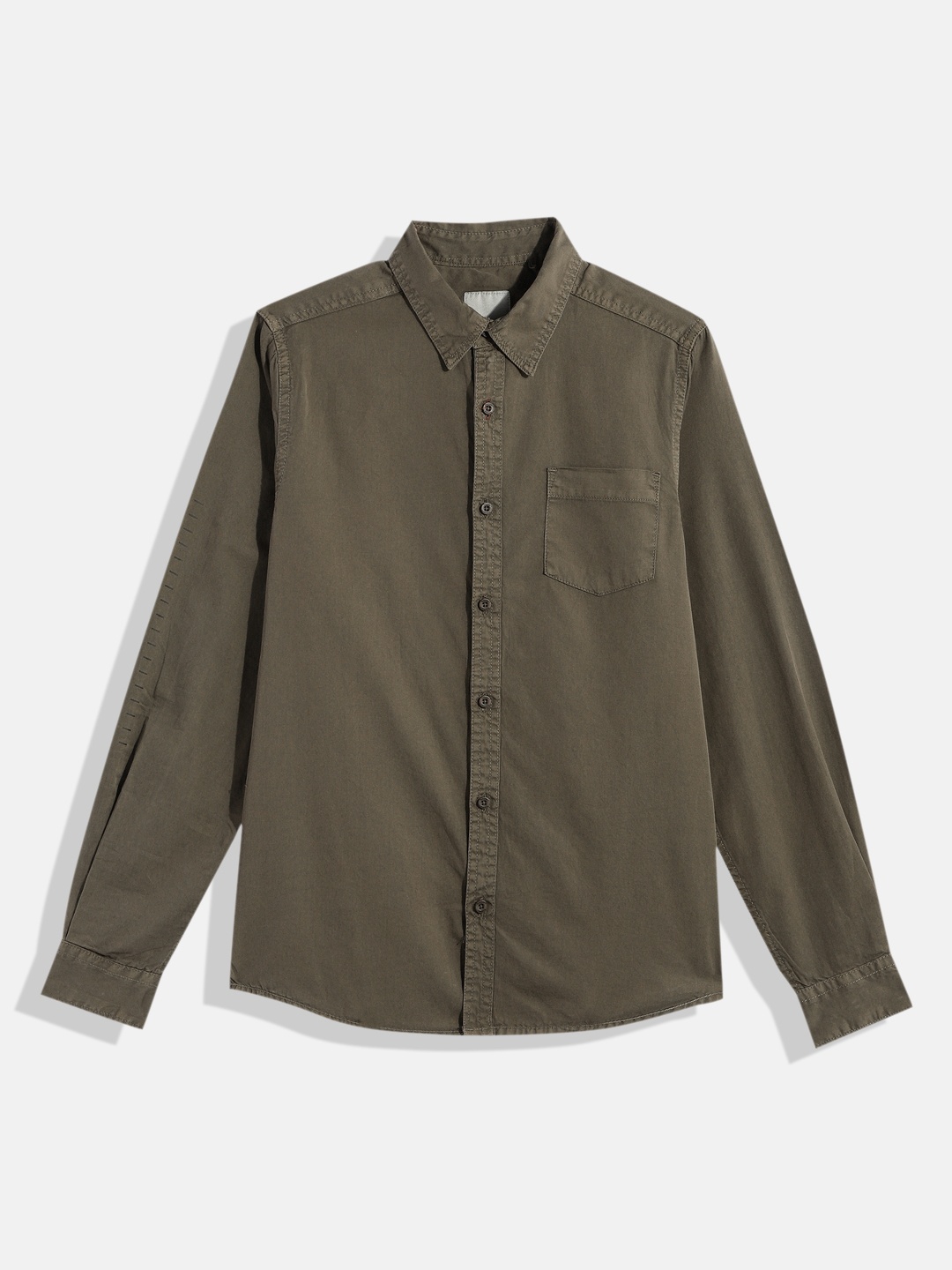 

UTH by Roadster Boys Solid Pure Cotton Casual Shirt, Olive
