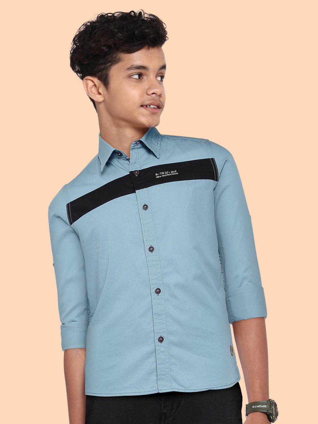 

UTH by Roadster Boys Blue Pure Cotton Casual Shirt