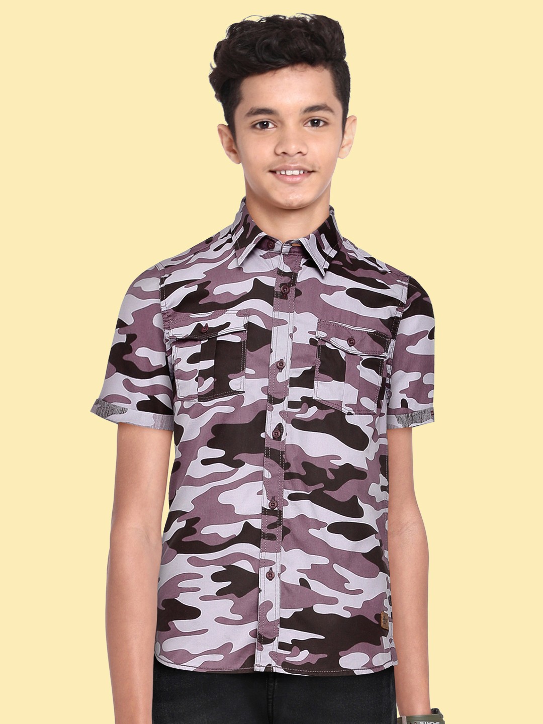 

UTH by Roadster Boys Violet Printed Casual Shirt