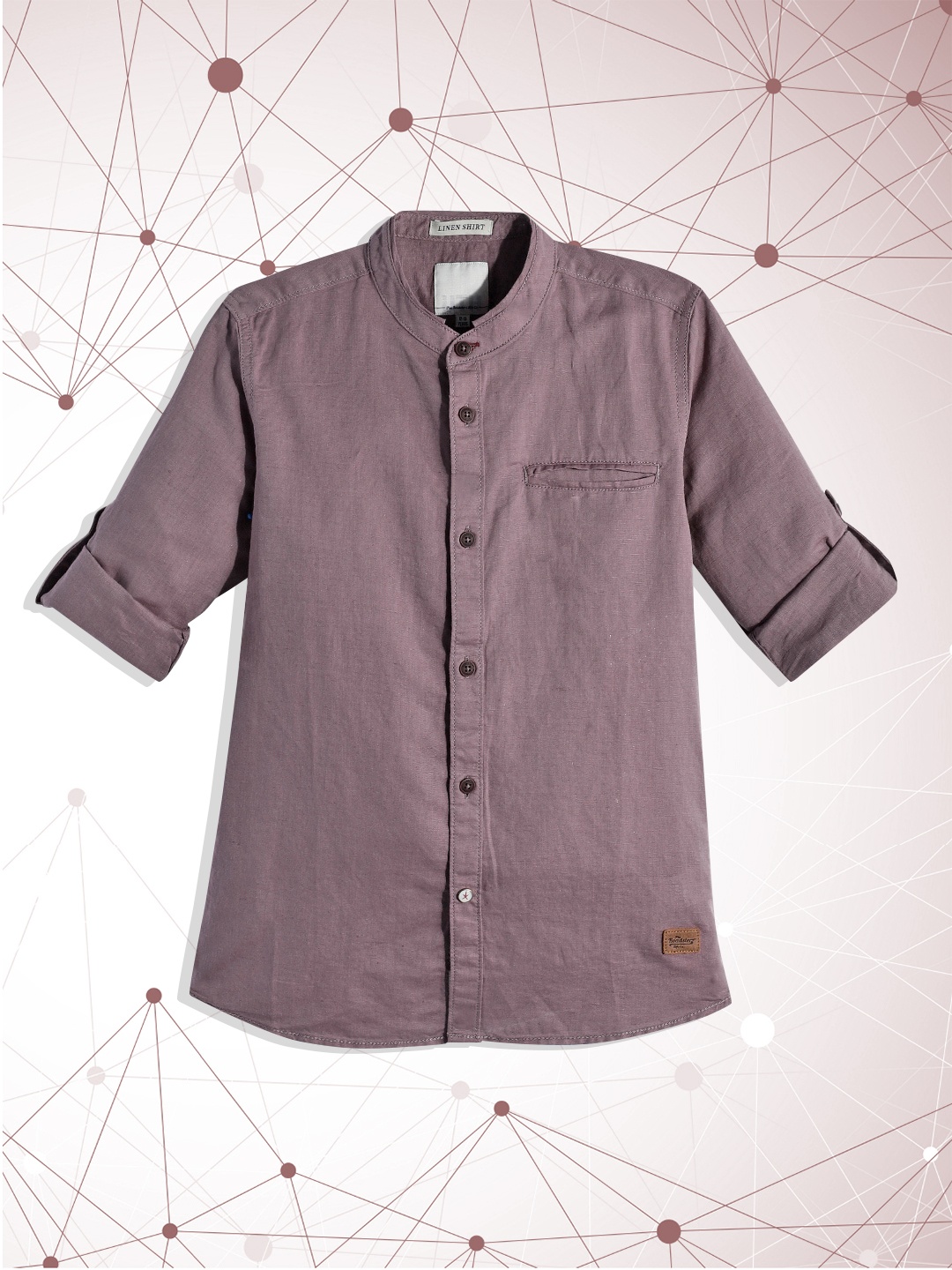 

UTH by Roadster Teen Boys Mauve Solid Casual Shirt