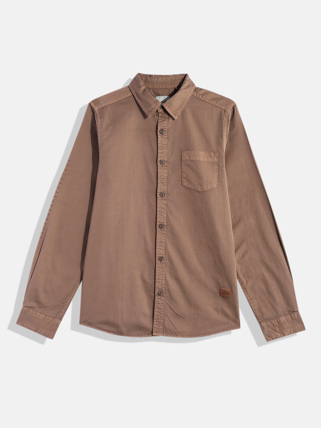 

UTH by Roadster Boys Brown Solid Pure Cotton Casual Shirt