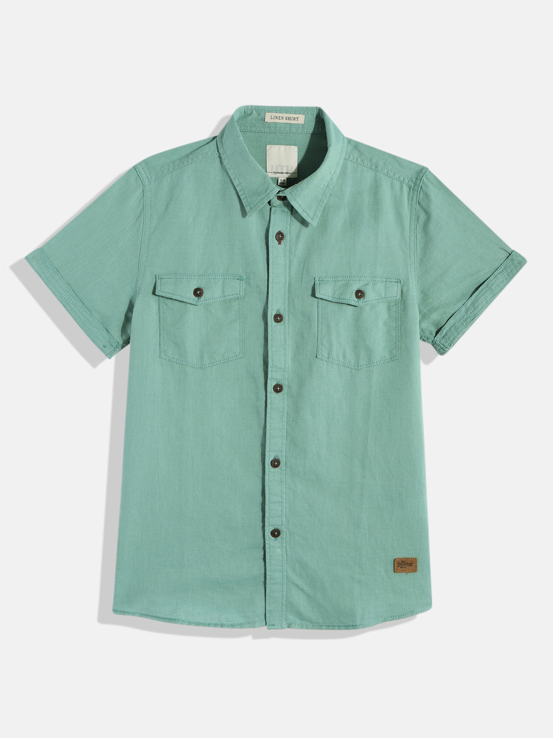 

UTH by Roadster Boys Green Linen Blend Casual Shirt